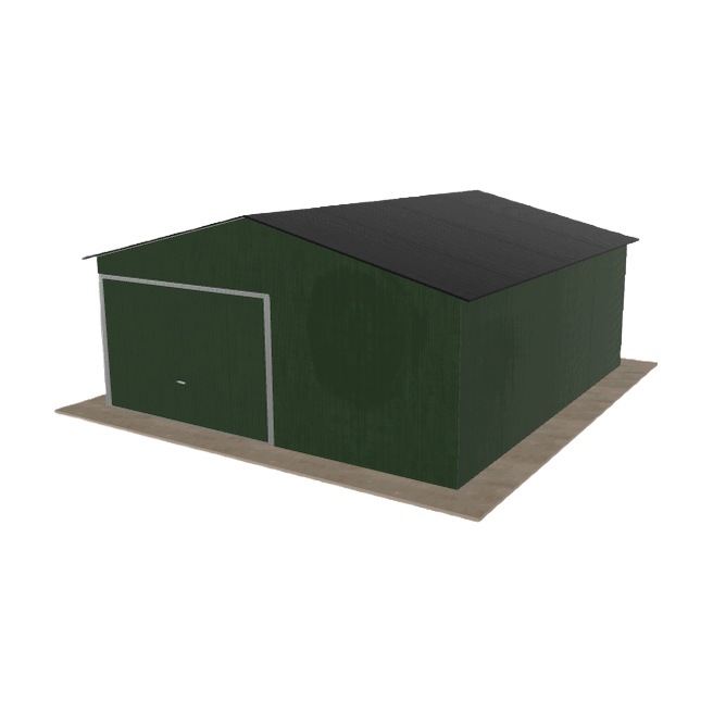 Plechová garáž 5.5 x 6 m jednopolohová, dvouspádová, zelená