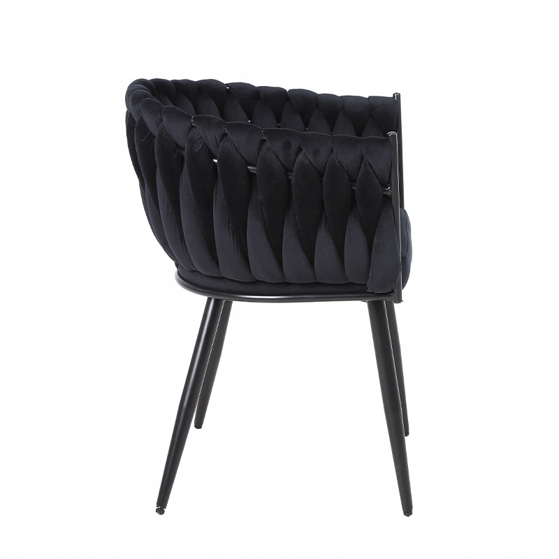FOTEL KRZESŁO WELUROWE TAPICEROWANE RISO CZARNY NOGI CZARNE Głębokość mebla 42 cm