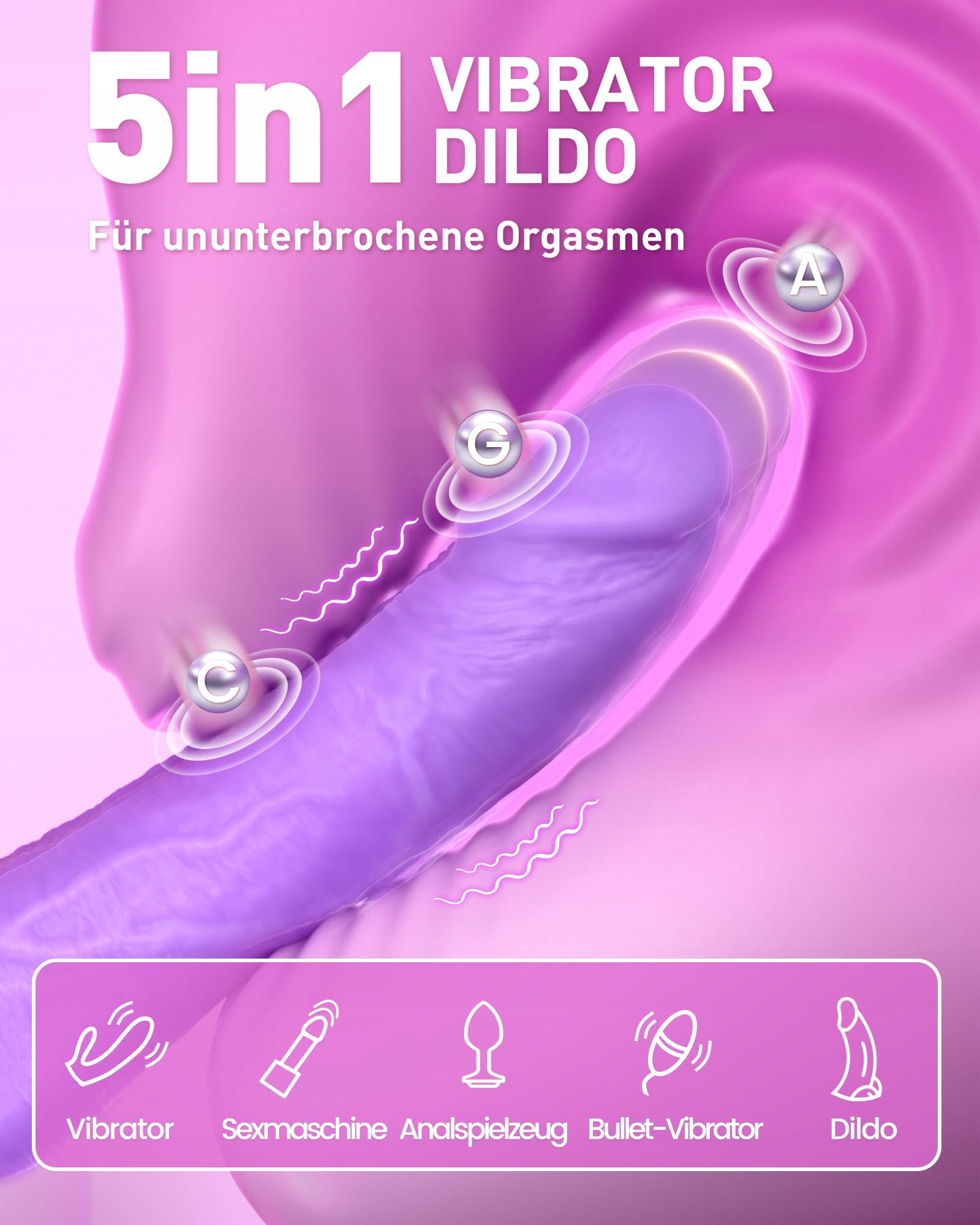 2IN1 Wibrator Dla Kobiet Realistyczny Silikonowy G Punkt Wodoodporny — miniatura 2