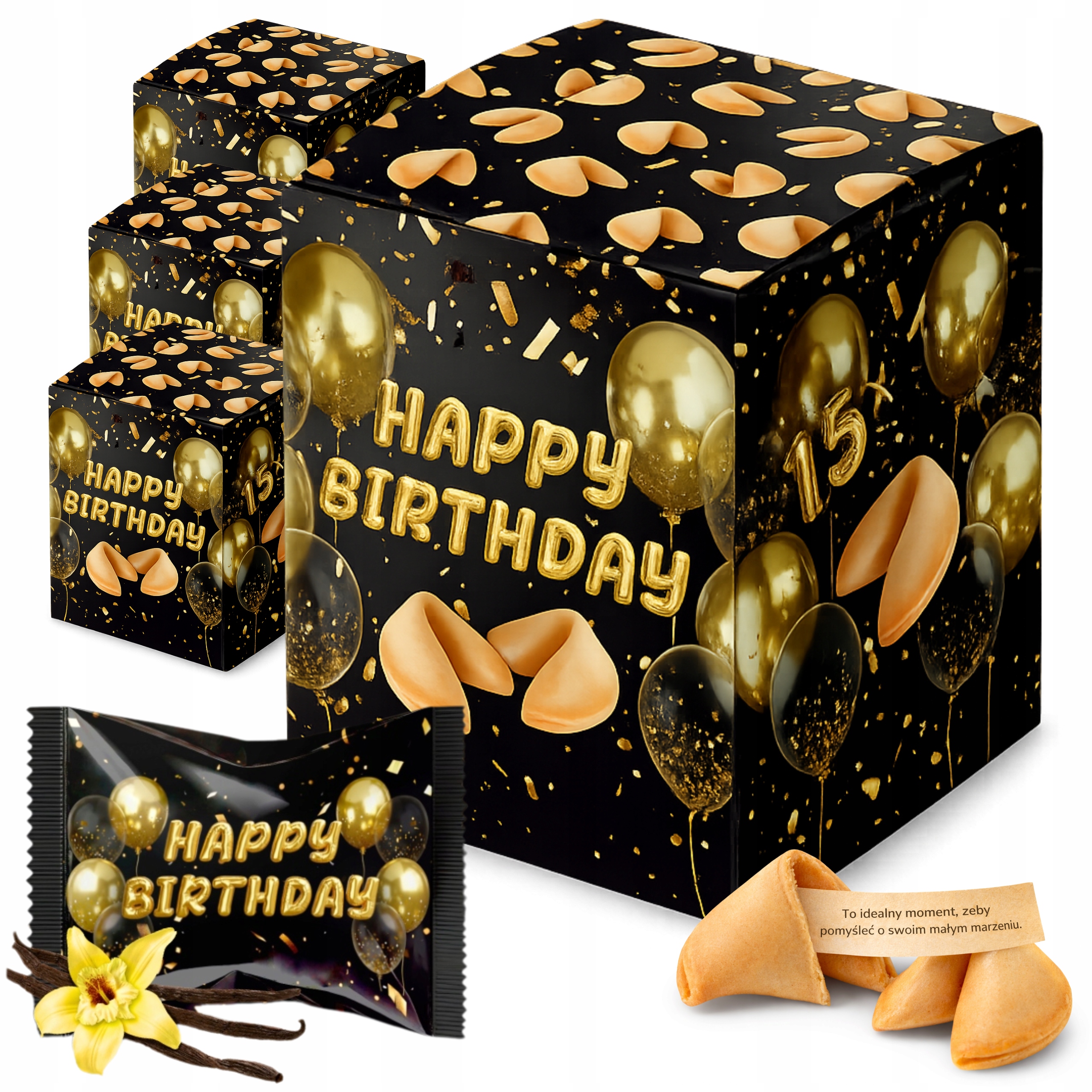 Ciasteczko z Wróżbą na Urodziny dla Gości 4 BOXy po 15 Ciasteczek
