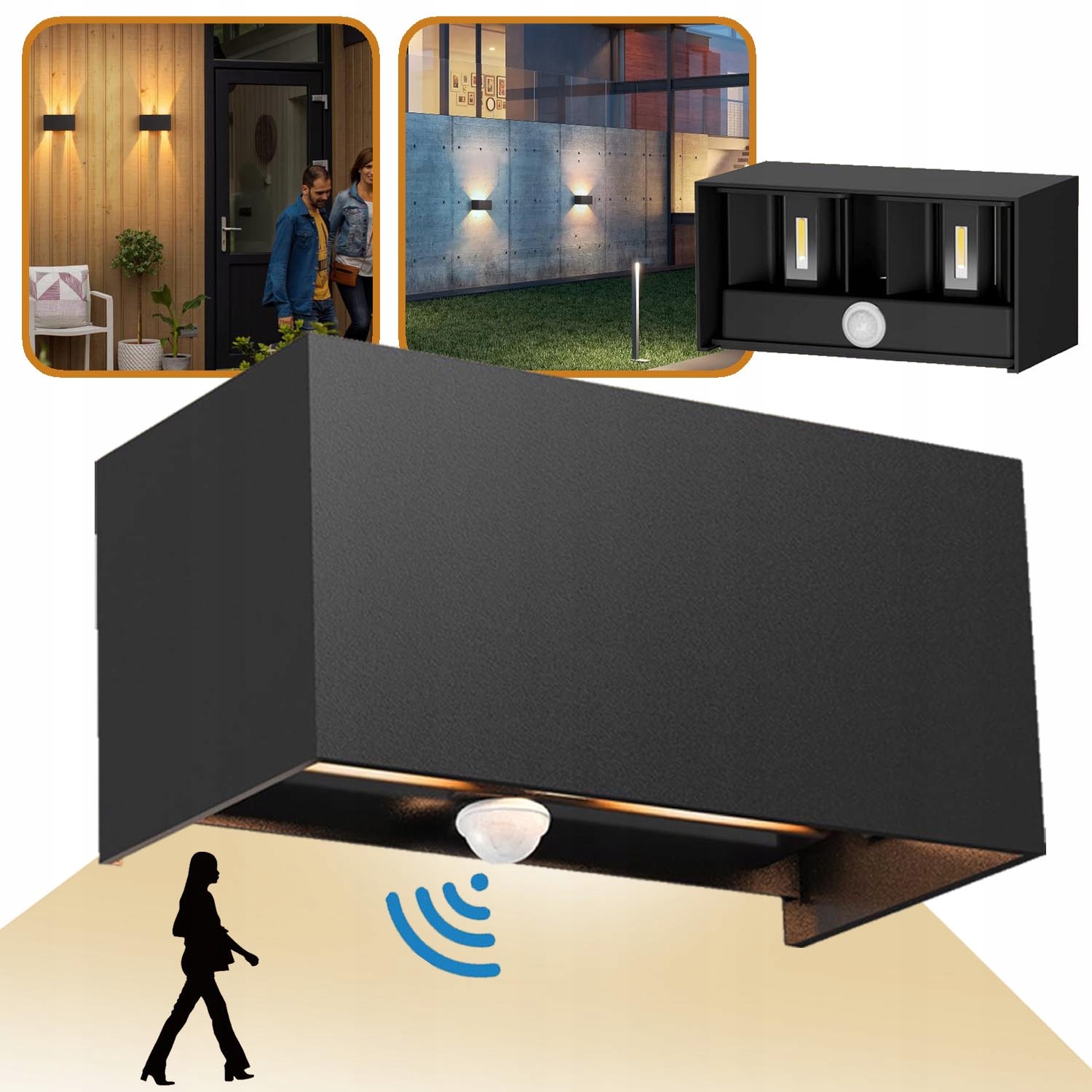 Aluminiowa Lampa Ścienna Do Użytku Wewnątrz I Na Zewnątrz, Z Czujnik Ruchu