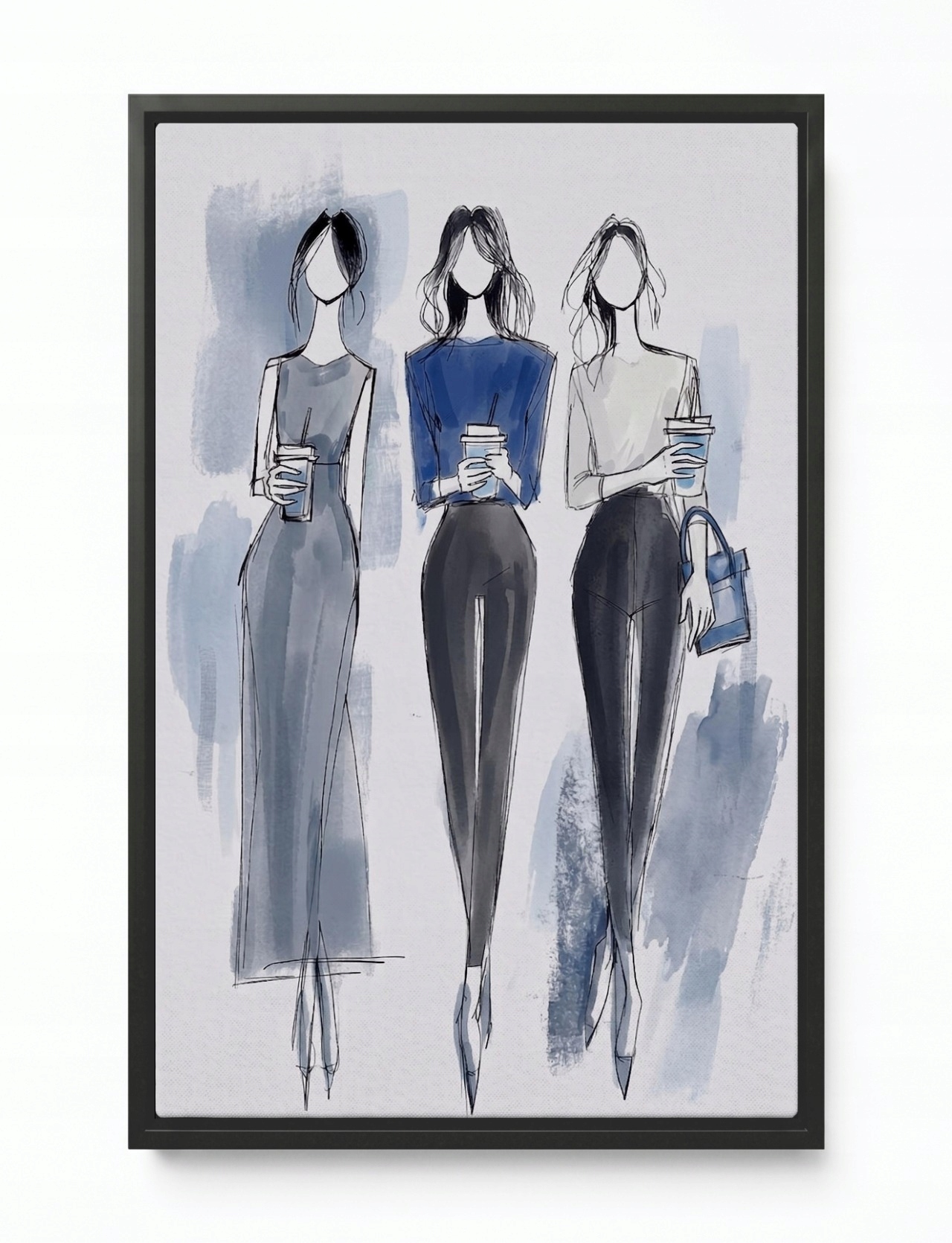 Obraz Rám Americký Box Ženy Dívky Modelky Móda Procházka Káva 80x120