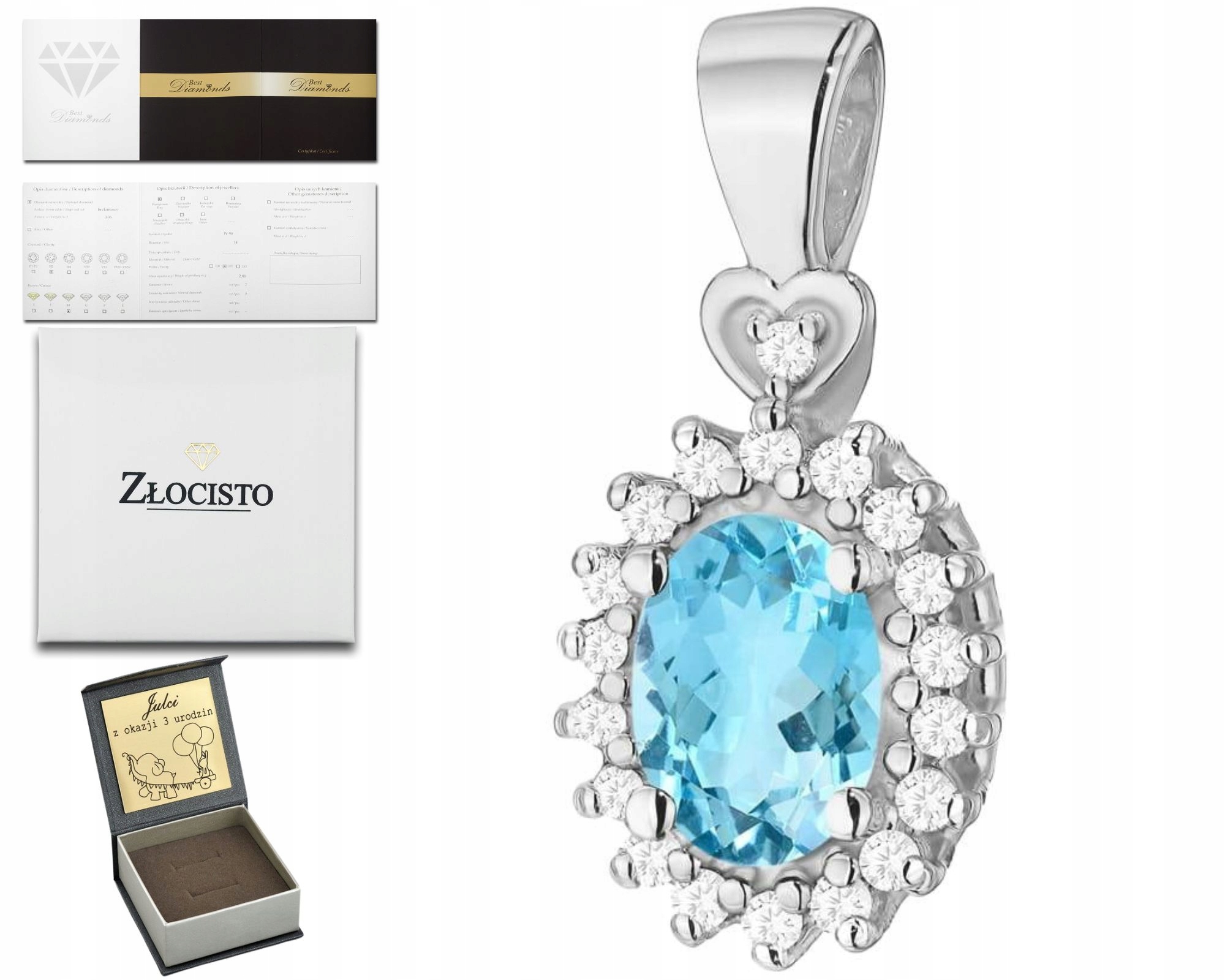 Přívěsek S Přírodním Kamenem Topaz Bílé Zlato 585 Dárek