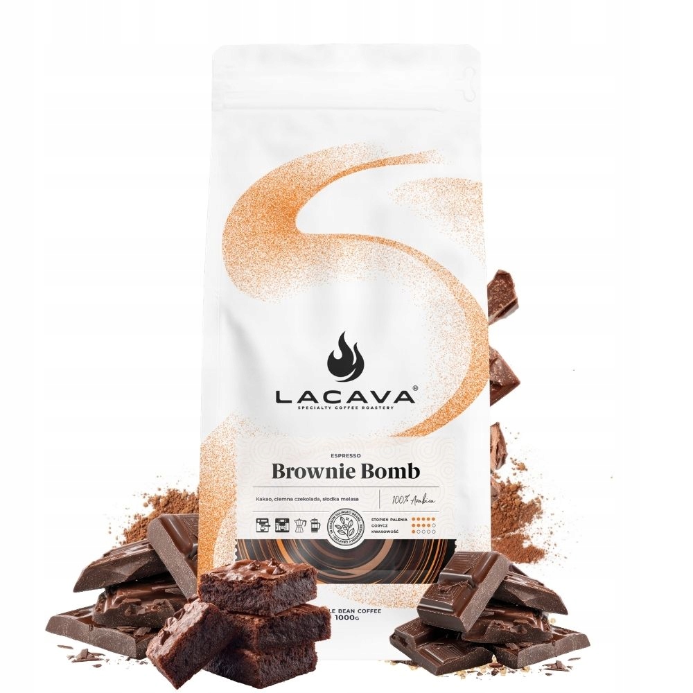 Lacava Brownie Bomb Káva v zrnech 1000 g tmavě pražená Espresso Blend