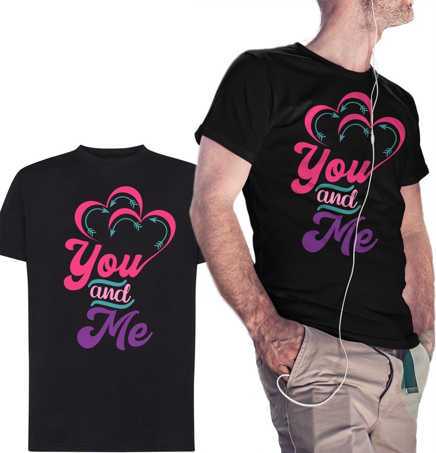 

Koszulka dla niego You And Me, prezent, czarna 4XL