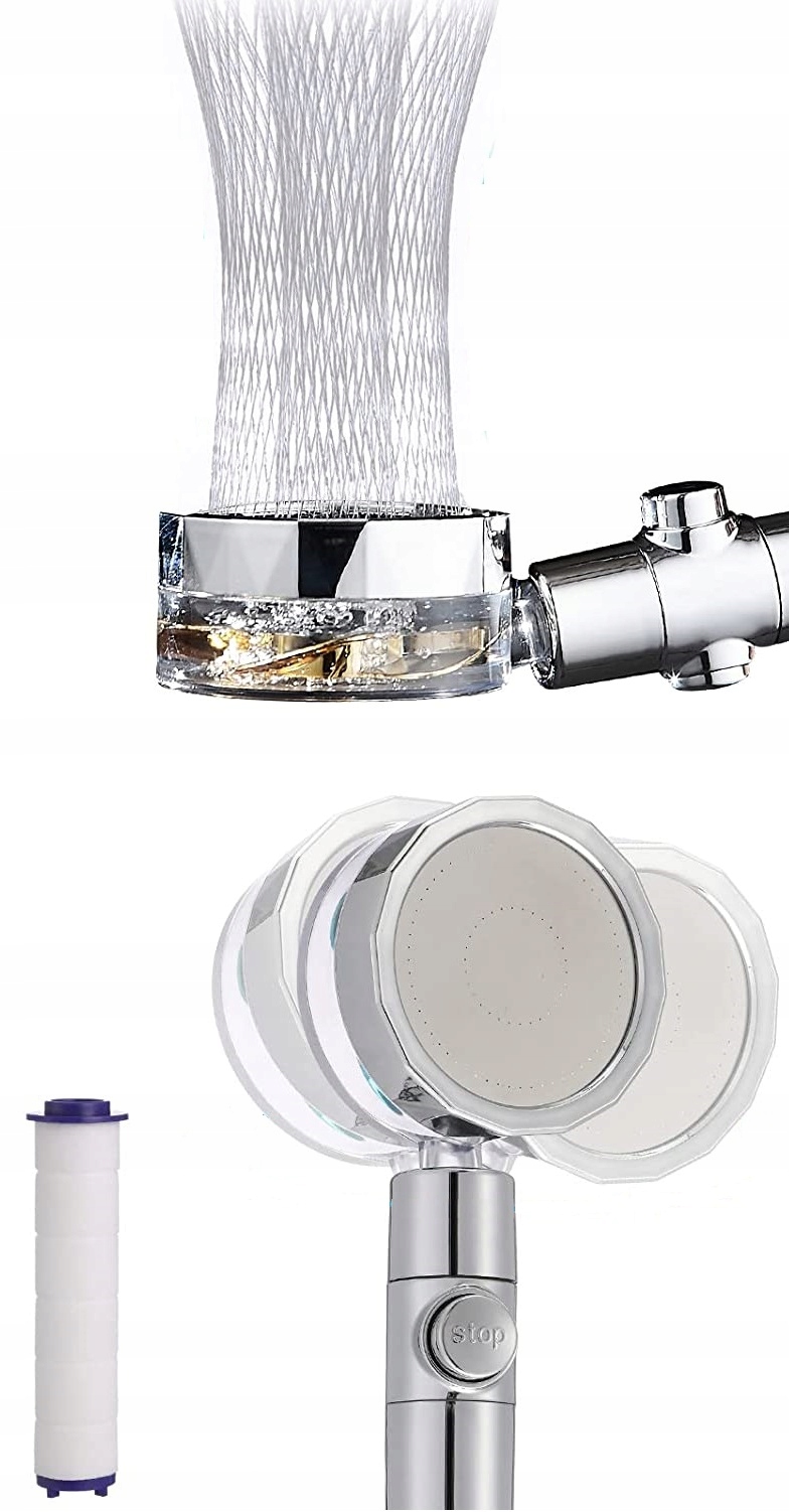 SŁUCHAWKA PRYSZNICOWA Z TURBINĄ WENTYLATOREM 360 Waga produktu z opakowaniem jednostkowym 0.218 kg