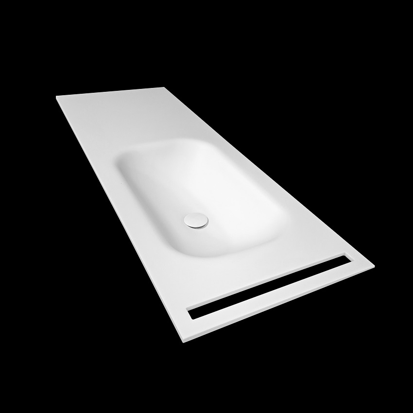 Umywalka wygięta z blatu z otworem na ręcznik