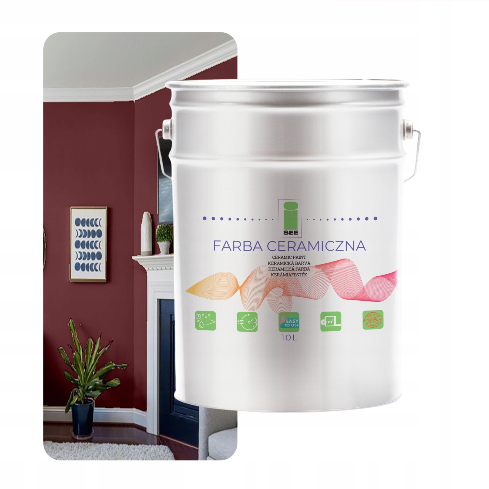 Keramická Farba Na Steny Umývateľná, Hnedá, Teplá, 10 L, Odolná Voči Škvrnám