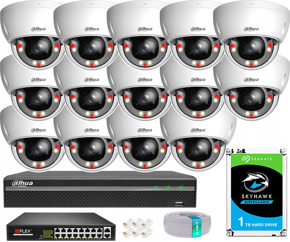 Sada na monitorovanie 14x kamera IPC-HDBW2449E-S-IL 4Mpx PoE Dual Light Ai