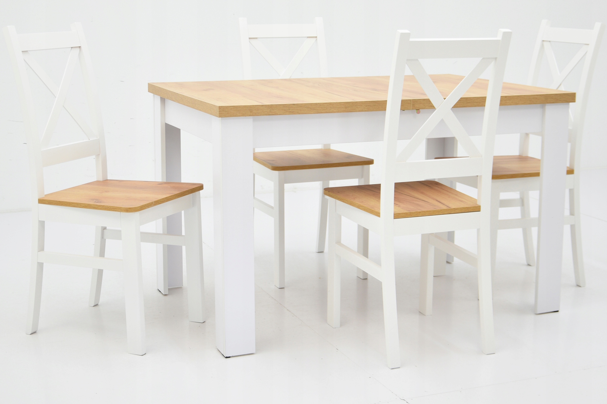 BIAŁY stół 80x140 blat CRAFT i 4 KUCHENNE KRZESŁA Kod producenta K-01 + C-11