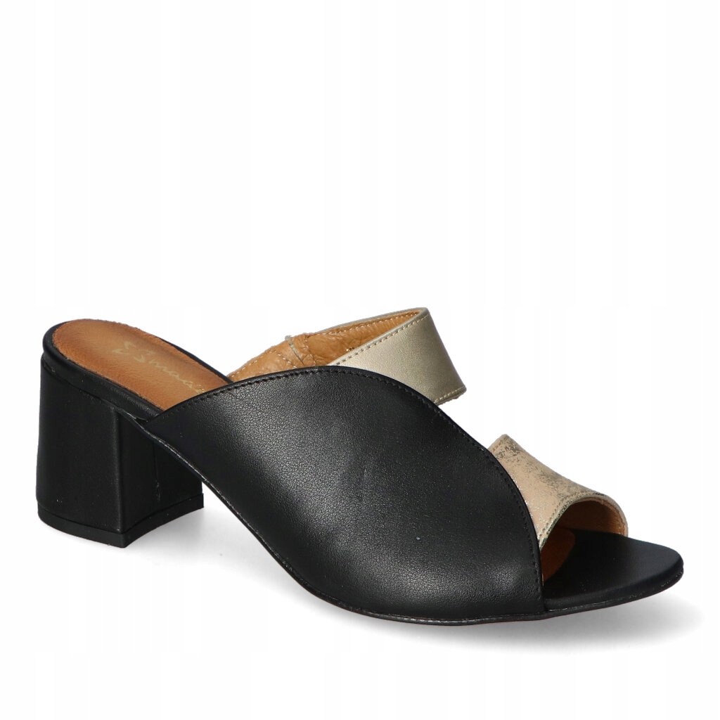 Nazouváky pantofle Maciejka Zlatá Černá Lico Kožené 37