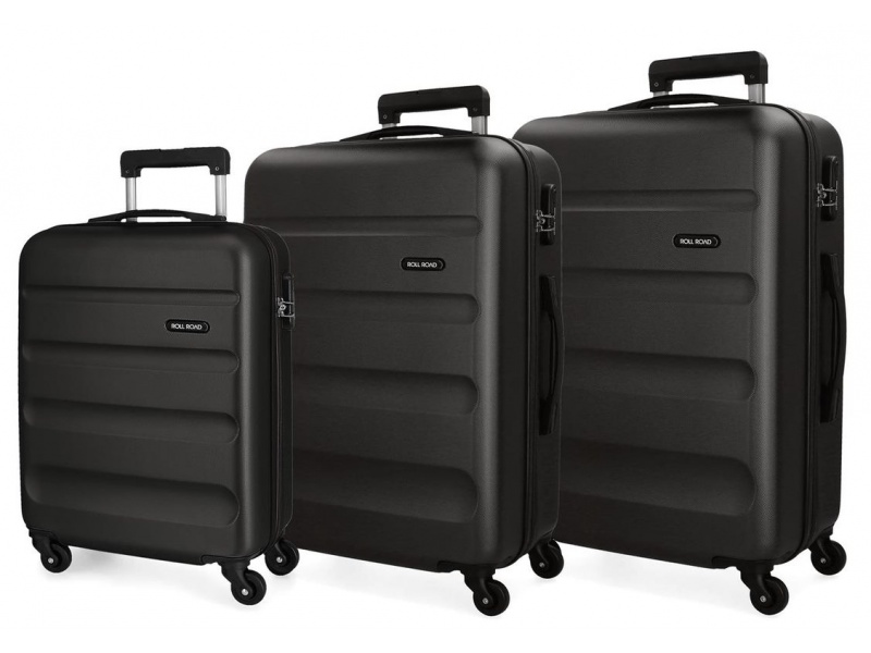 Roll Road Flex Black, Zestaw walizki podróżnej Abs, 55-65-75cm, 5849460