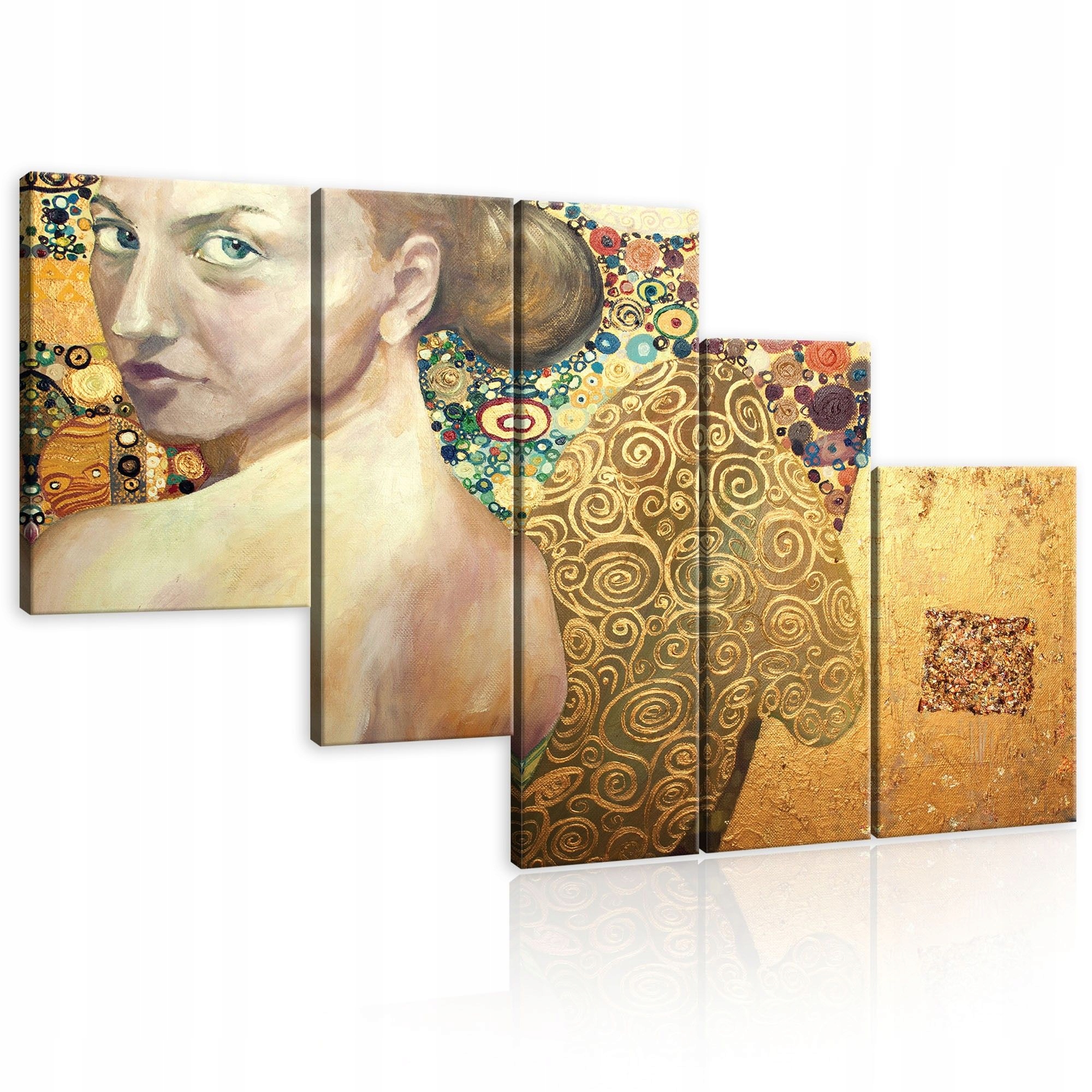 Obraz 170x100 zlatý moderný Klimt žena vzory luxus interiér umenie