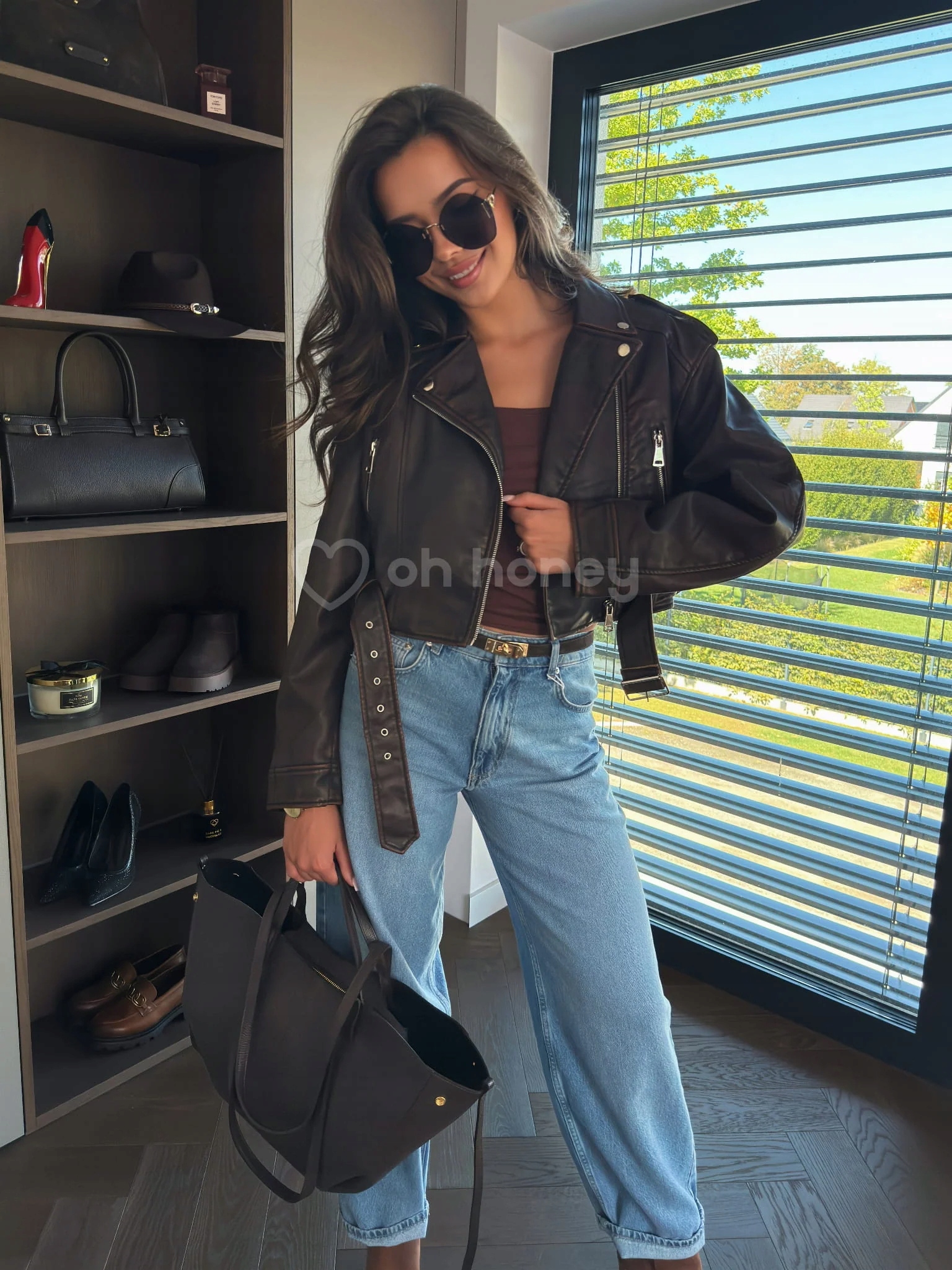 Ramoneska bunda z eko-kůže Čokoládová Hermia Univerzální