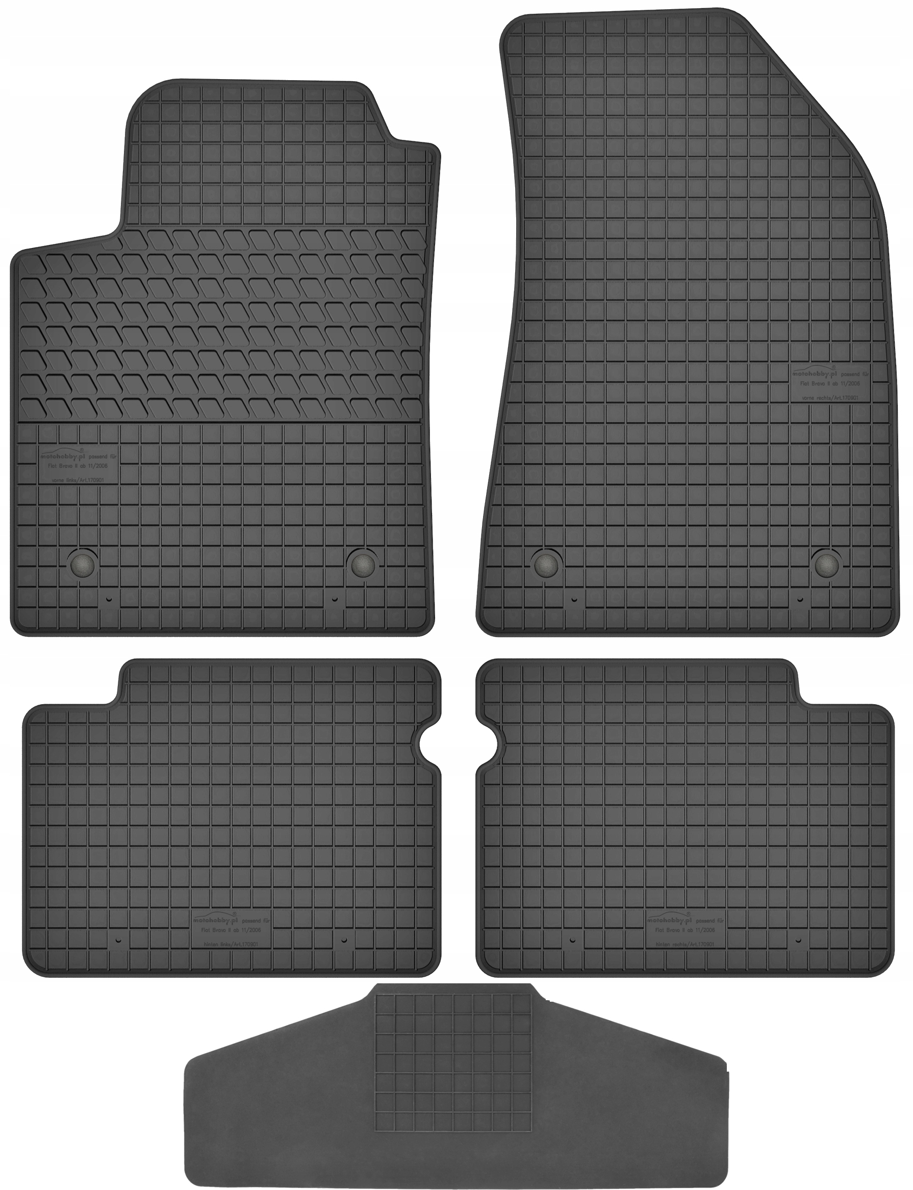 Gumové autokoberce určené pro Fiat Bravo II (2006-2014) Tunel