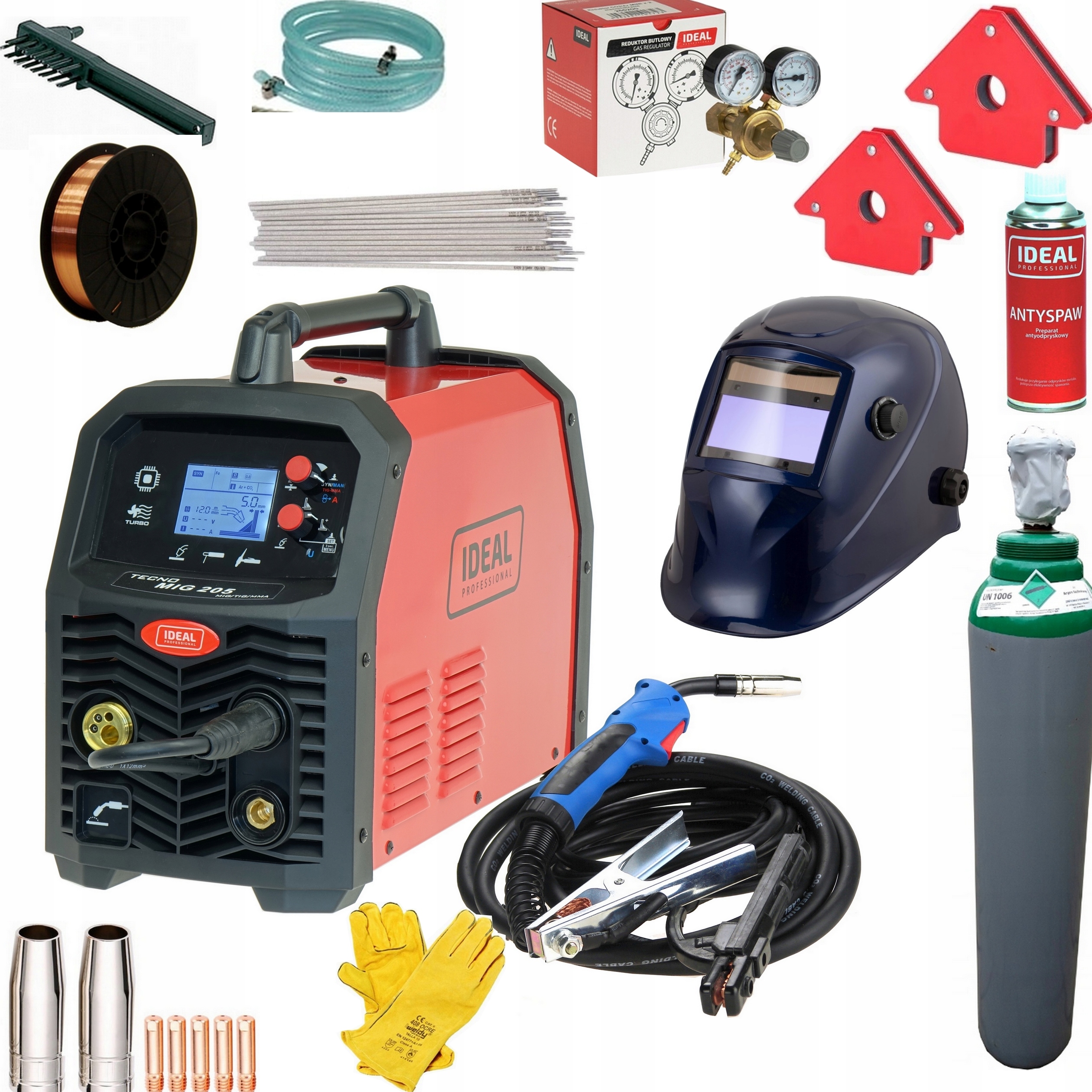 Spawarka migomat Ideal Tecno Mig 205 LCD MIG/TIG/Zestaw