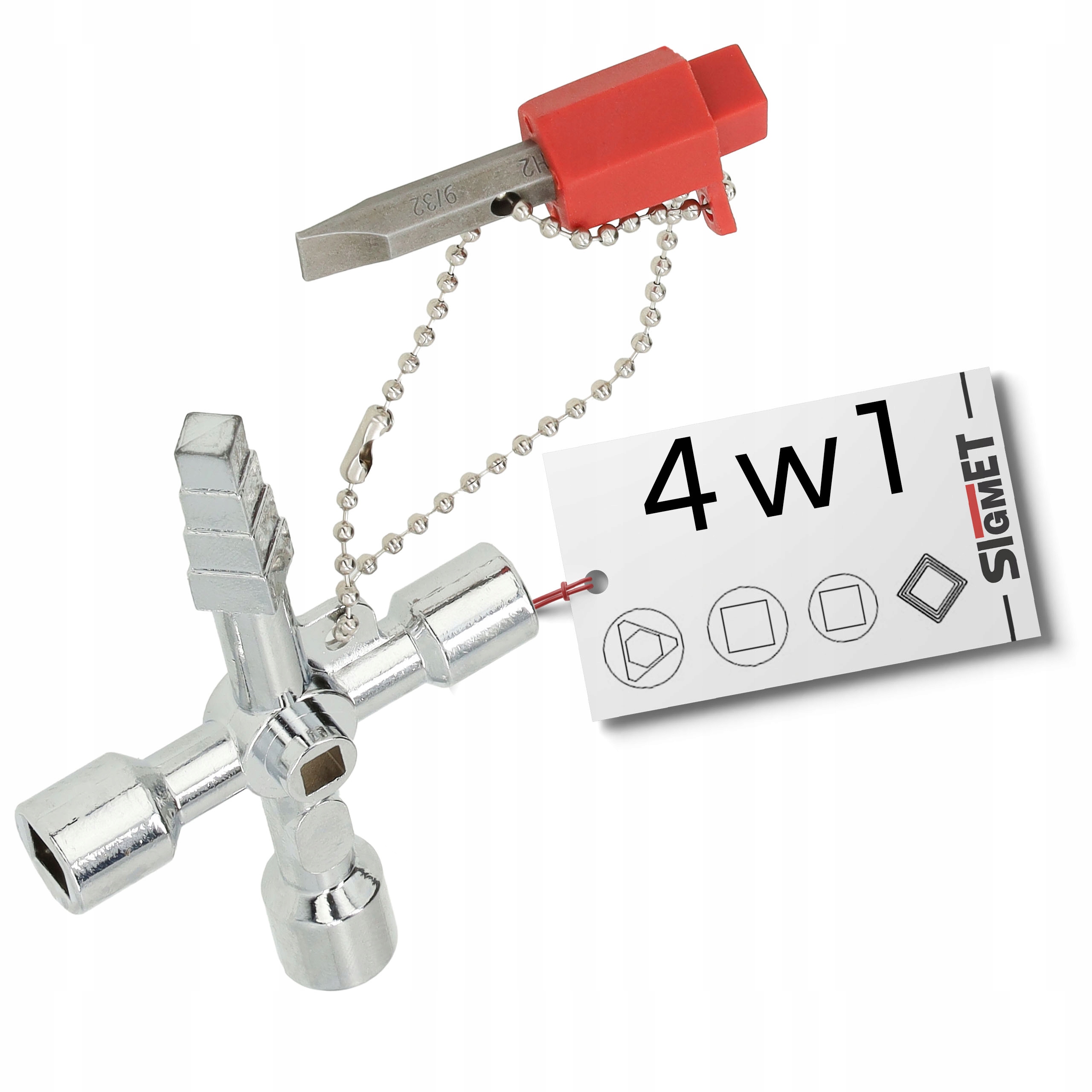 Uniwersalny klucz techniczny do szaf zaworów z bitami i adapterem 8,5×6 cm