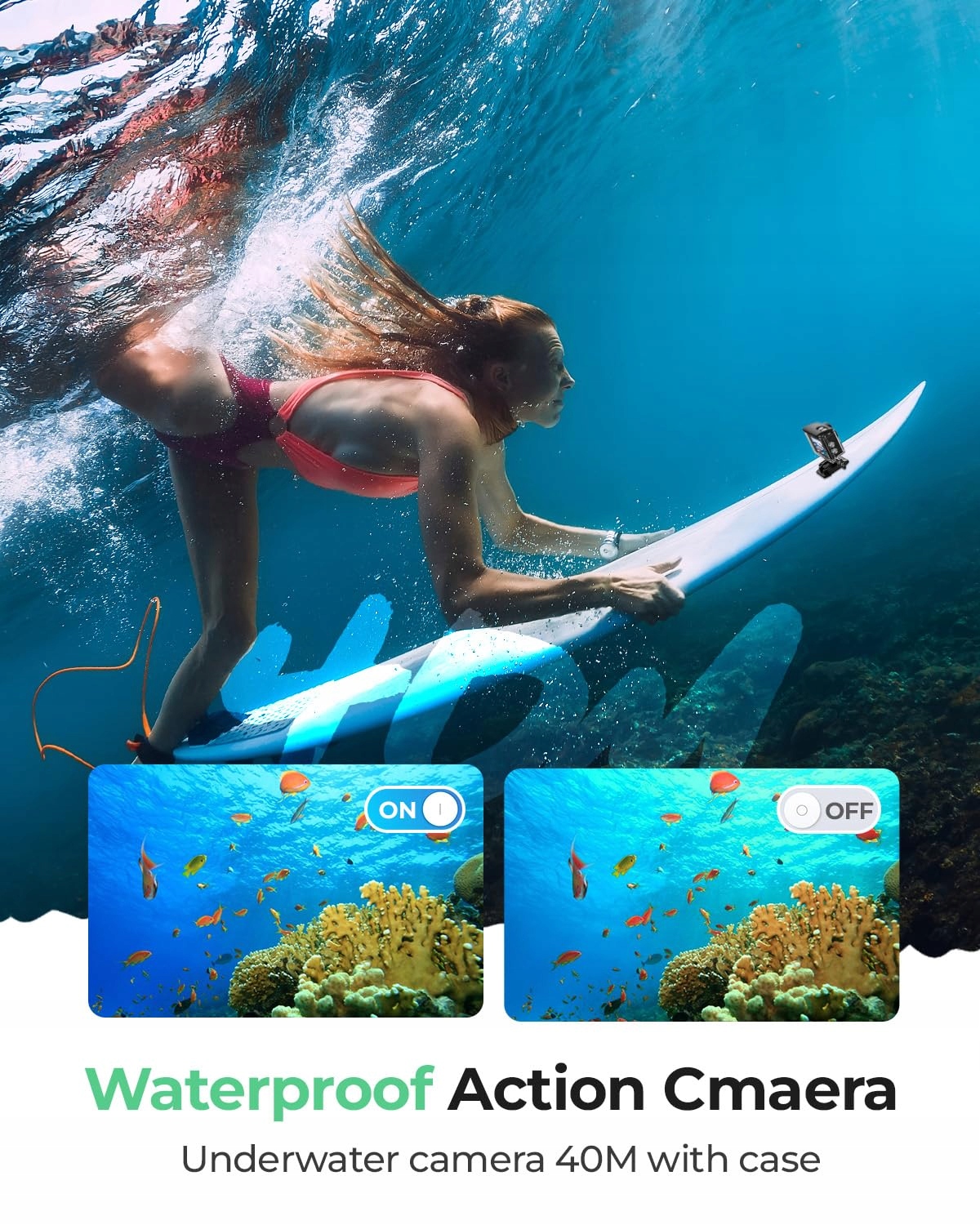 YOLANSIN Kamera Sportowa 4K 60fps Wodoodporna 40m WiFi 170° 48MP Zestaw — miniatura 2