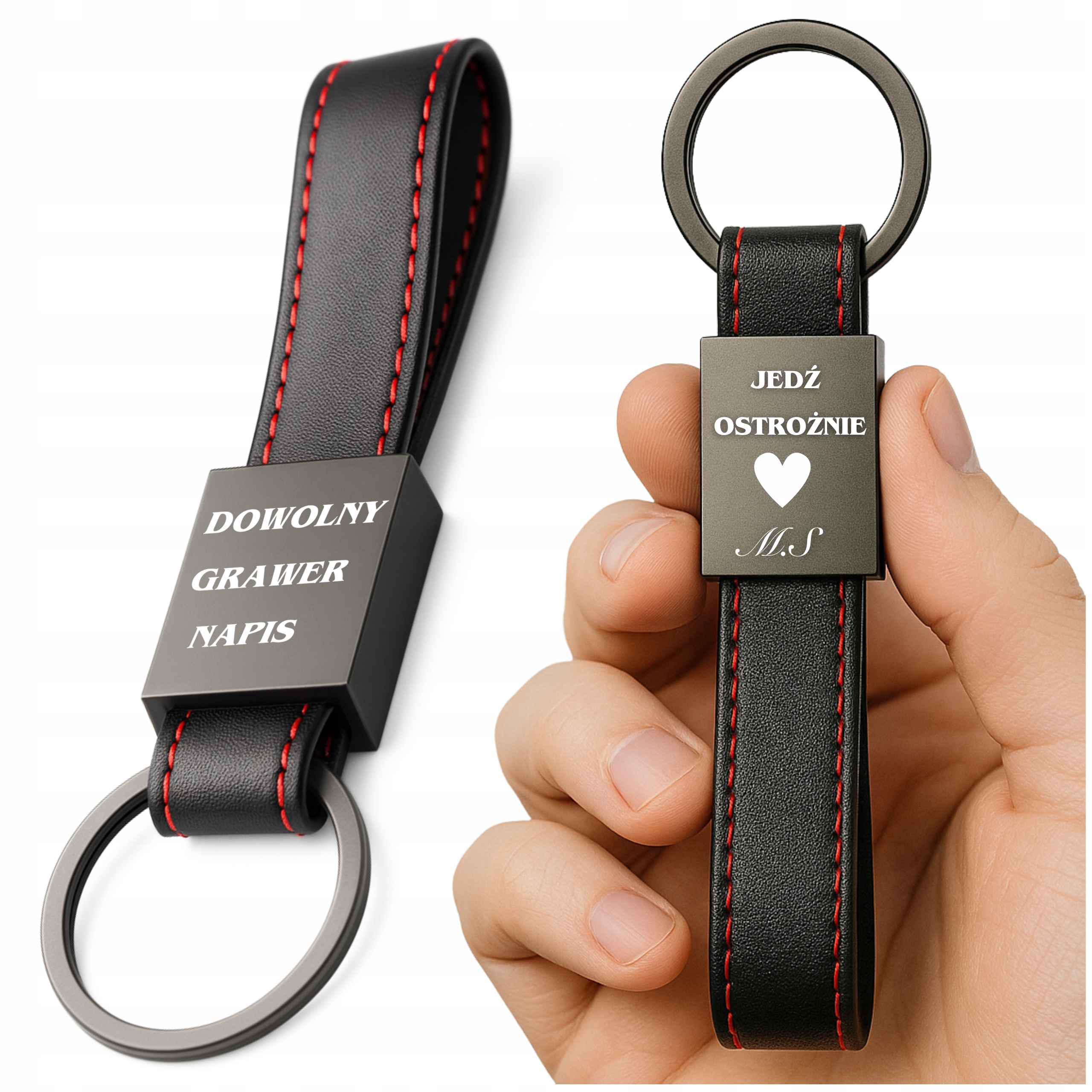 Skórzany Brelok do samochodu kluczy Z Grawerem Własny Napis Logo