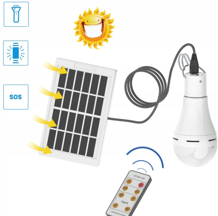 ŻARÓWKA LED Z PANELEM SOLARNYM 350 lumenów 9W Kod producenta 630439