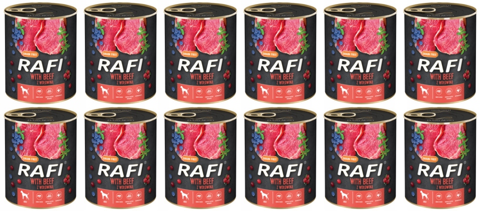 Levně Krmivo Pro Psy S Hovězím Masem 800G Rafi X12 Ks