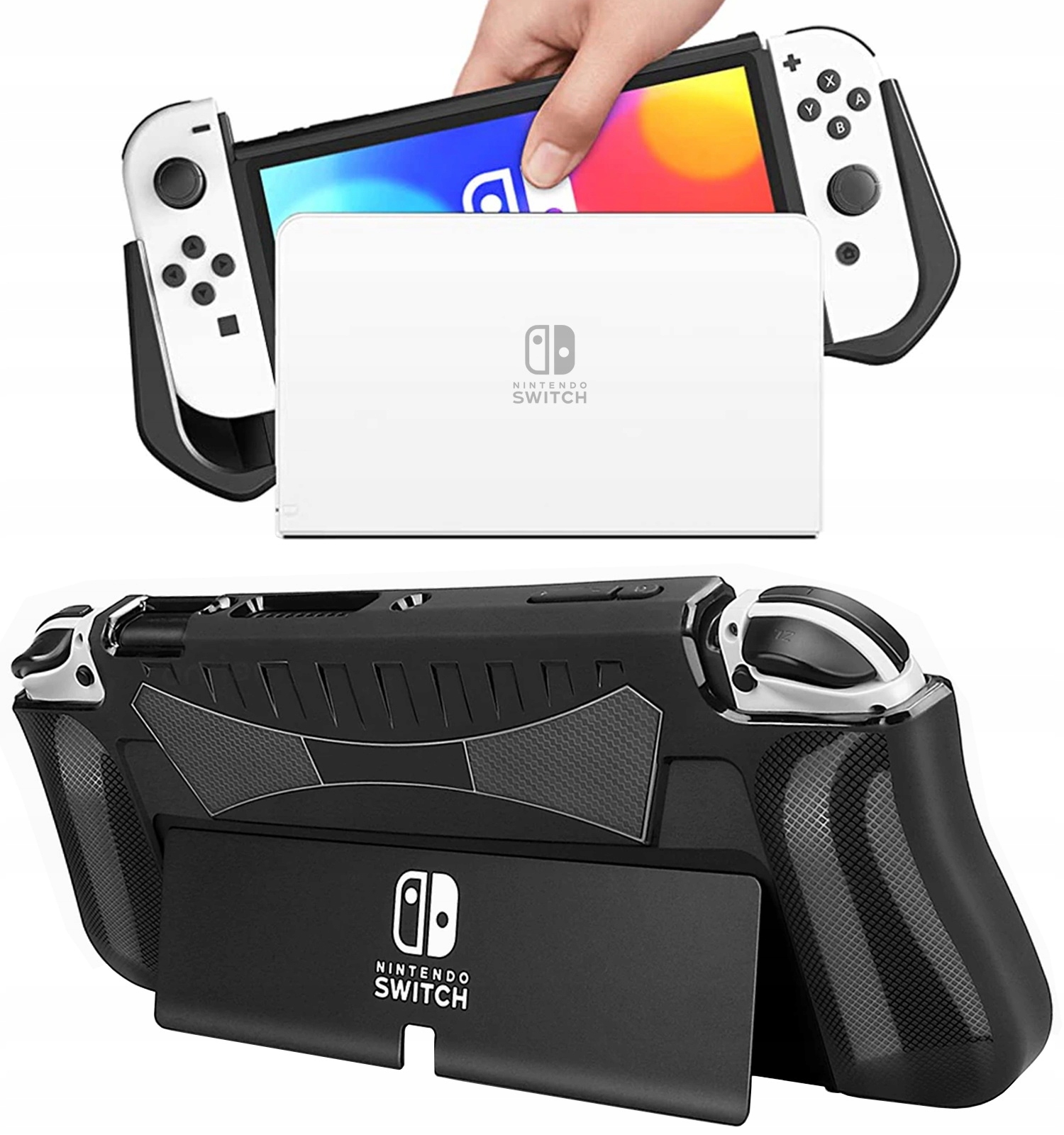 Etui case wzmocniony do Ns Nintendo Switch Oled 7.0 karbon Czarne
