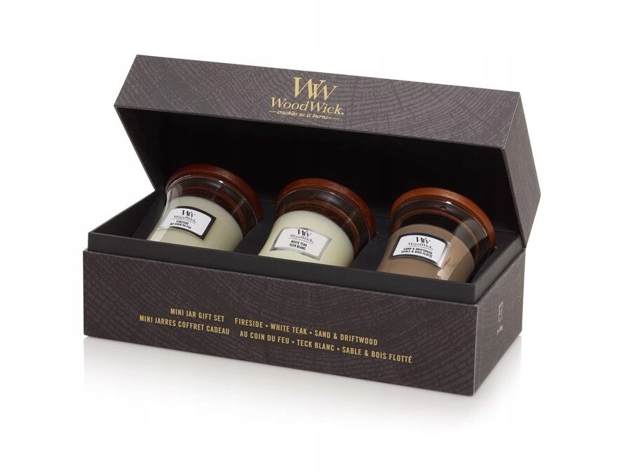 Woodwick dárkový set 3× malá svíčka