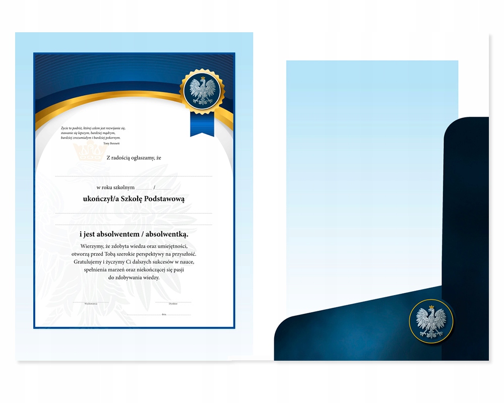 TECZKA ABSOLWENT SZKOŁY PODSTAWOWEJ TECZKA ABSOLWENTA NA DYPLOM ŚWIADECTWO Kolor Odcienie zieleni Wielokolorowy