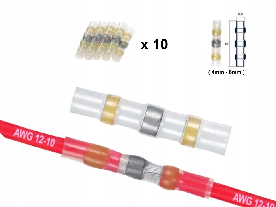 

Rurka złączka termokurczliwa z cyną 4 do 6mm 10szt