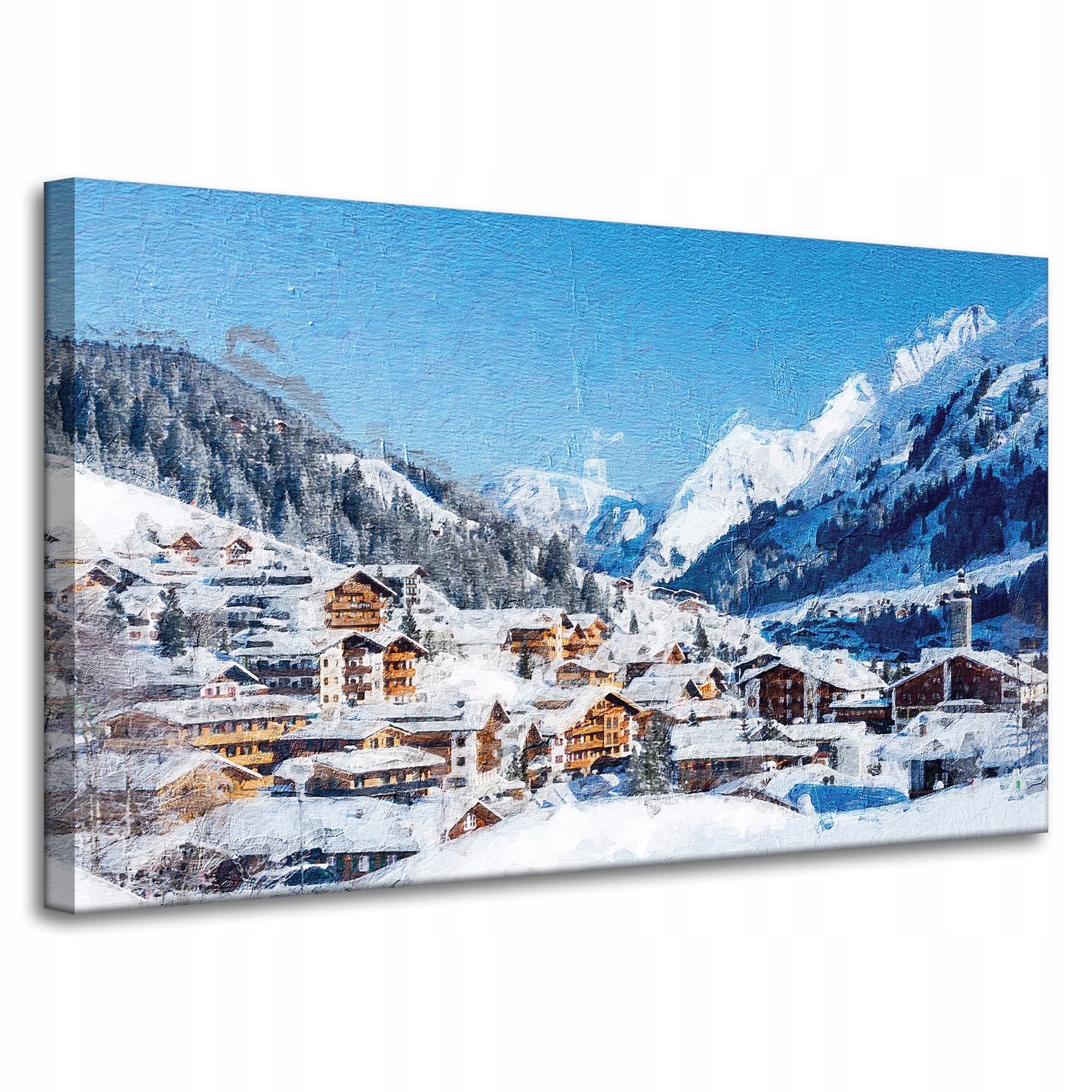 Obraz na plátně Sněhová vesnice uprostřed hor Zima 100x60 cm