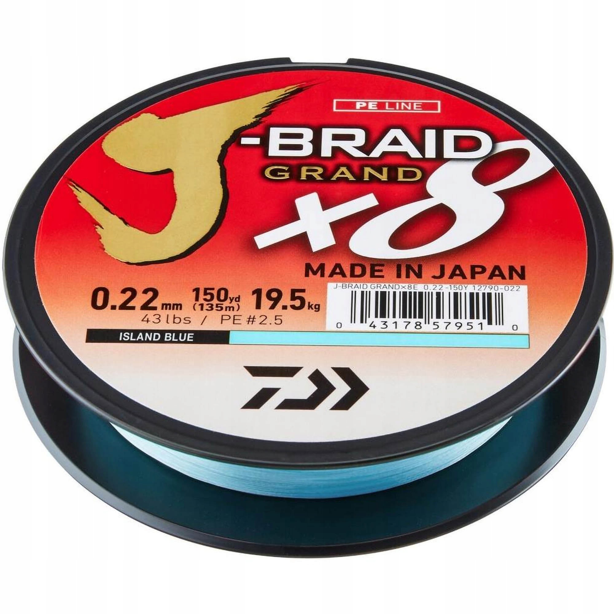 Plecionka Daiwa J-Braid Grand X8 0,18mm 135m Blue