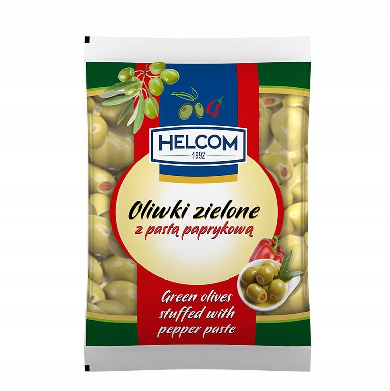 Helcom Zelené olivy s paprikovou pastou 195 g