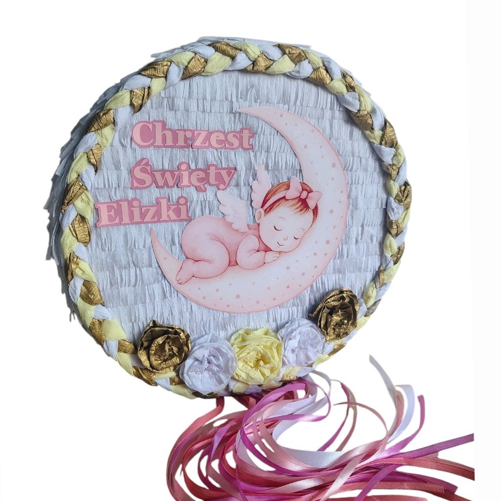Piniata Chrzest pinata bez rozbijania personalizacja wypełnienie 33x33x10cm