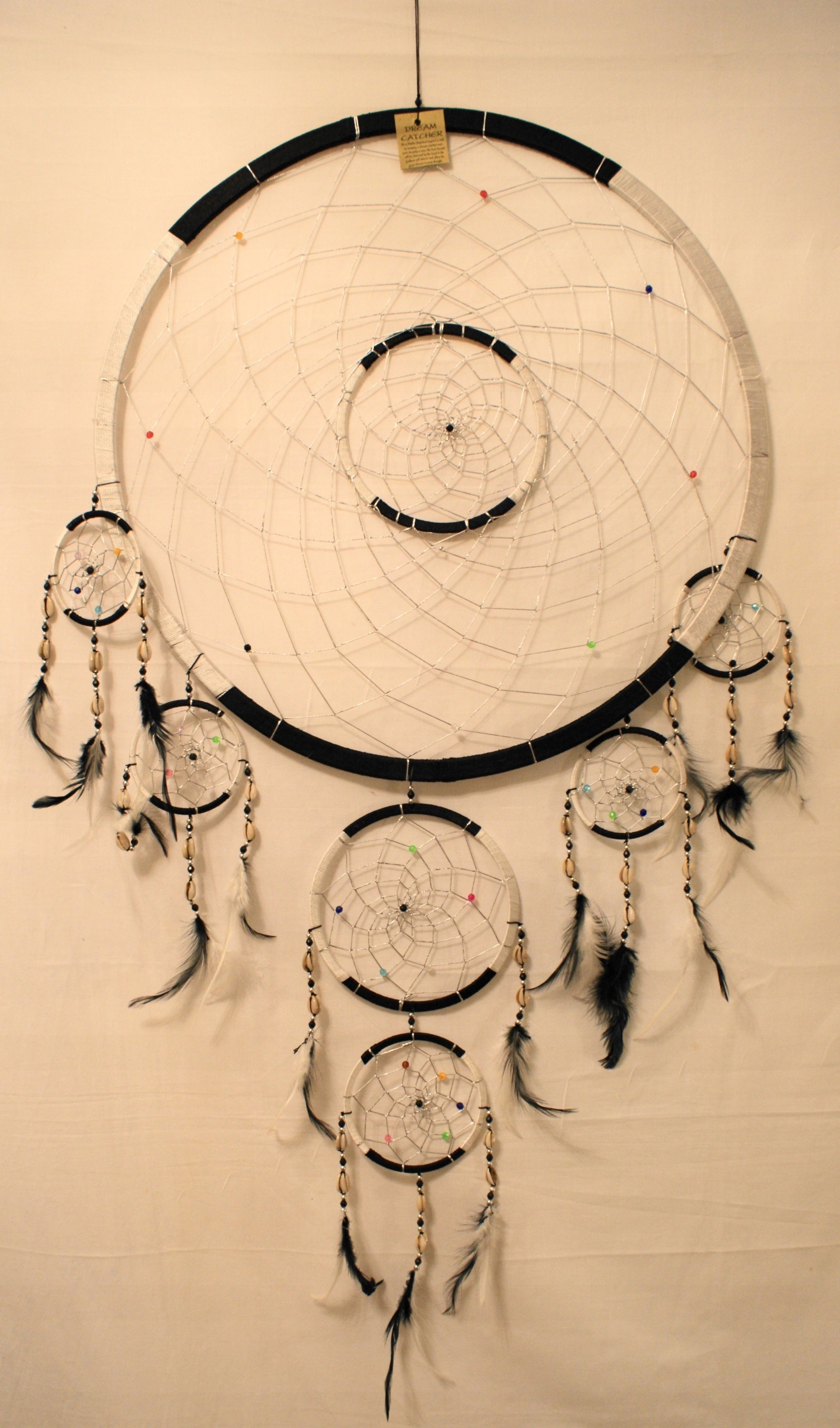 Lapač snů, sedmidílný, mušle, nylon 50cm