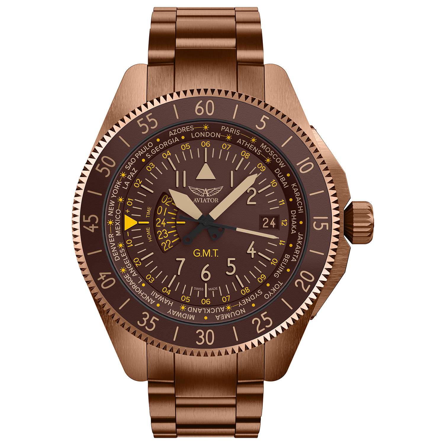 Zegarek Męski Aviator V.1.37.8.306.5 brązowy