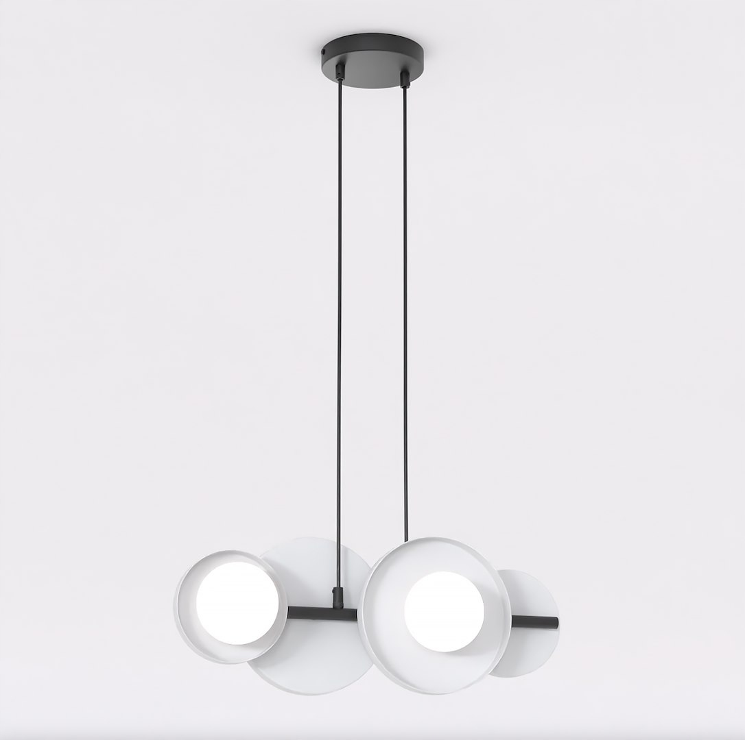 Závesná lampa Emibig Model 4 bod šedý akcent čierne tienidlo biela G9