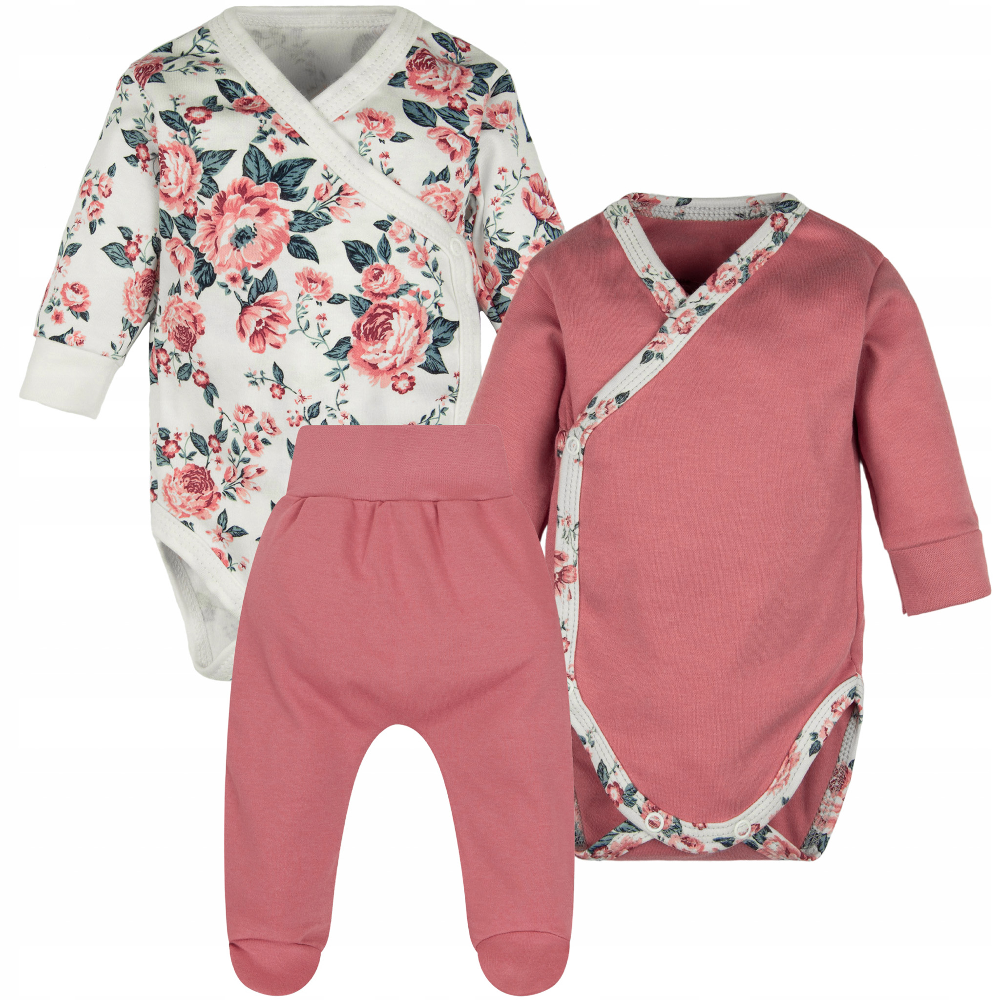 KOMPLET 3 CZ. BODY KOPERTOWE + PÓŁŚPIOCHY róże 62