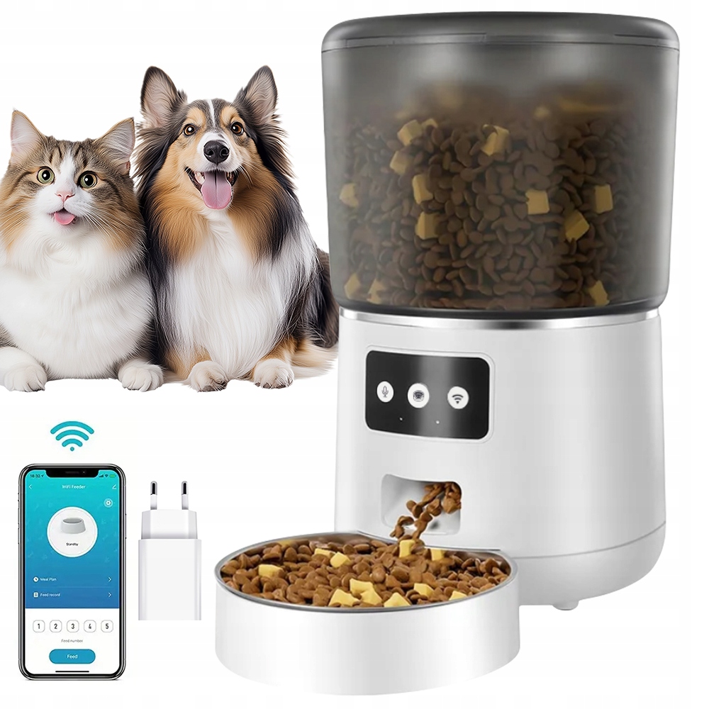 Levně Automatický Podavač Krmiva 4L S Bateriovým Napájením Pro Psa Kočku WiFi