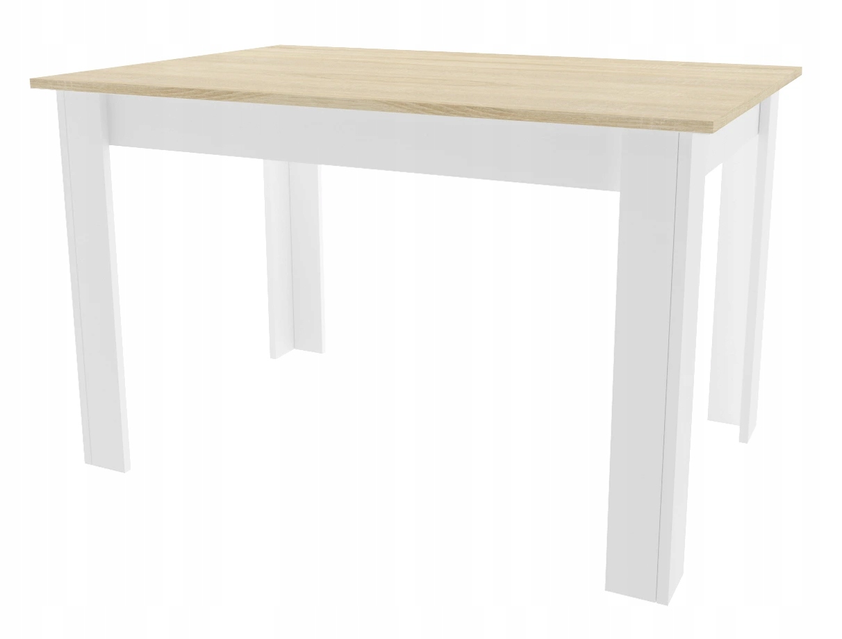 Bílý jídelní stůl s deskou v dekoru dub sonoma Mado 120x80