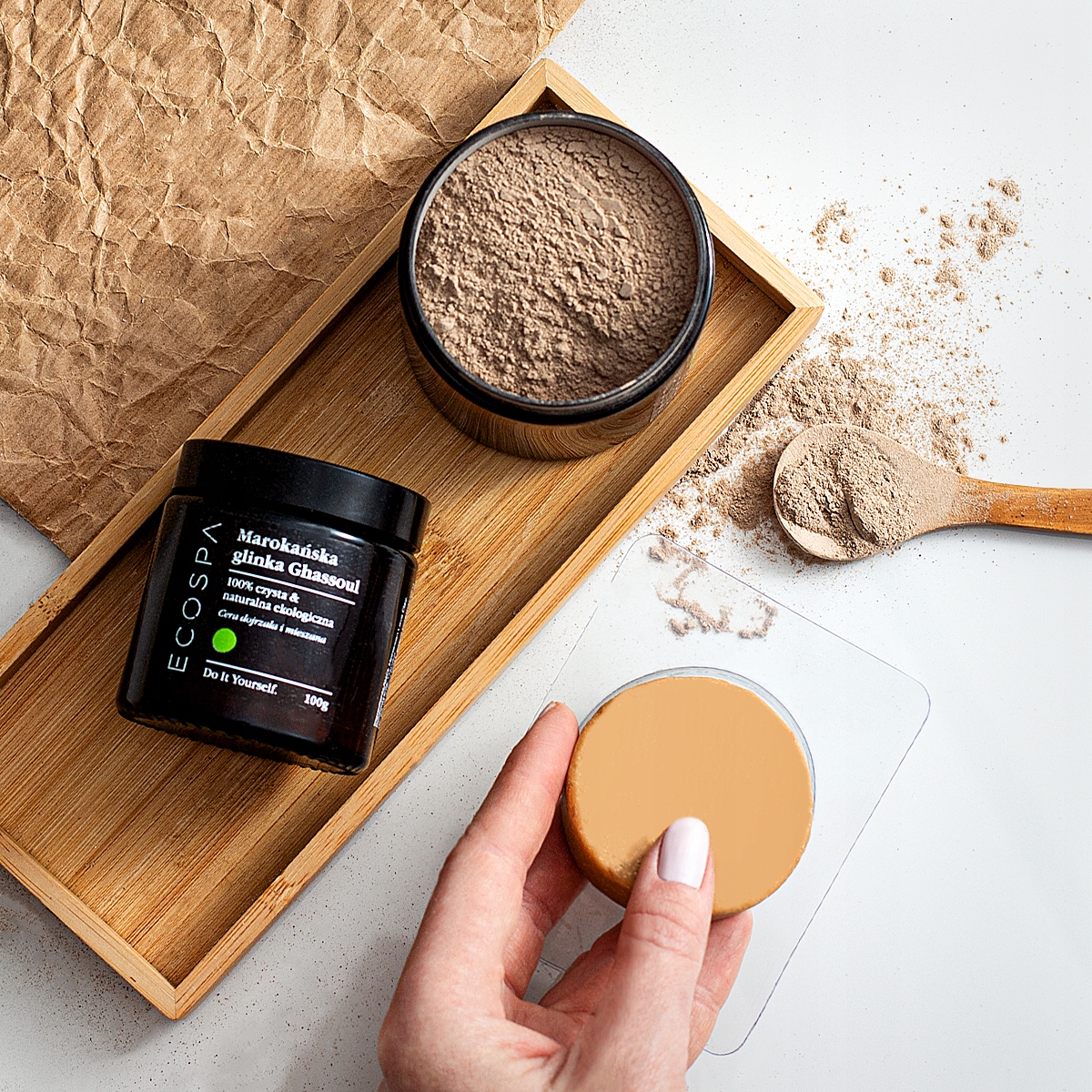 MAROKAŃSKA GLINKA CZERWONA RHASSOUL GHASSOUL EKO OCZYSZCZAJĄCA 100 G ECOSPA Marka ECOSPA