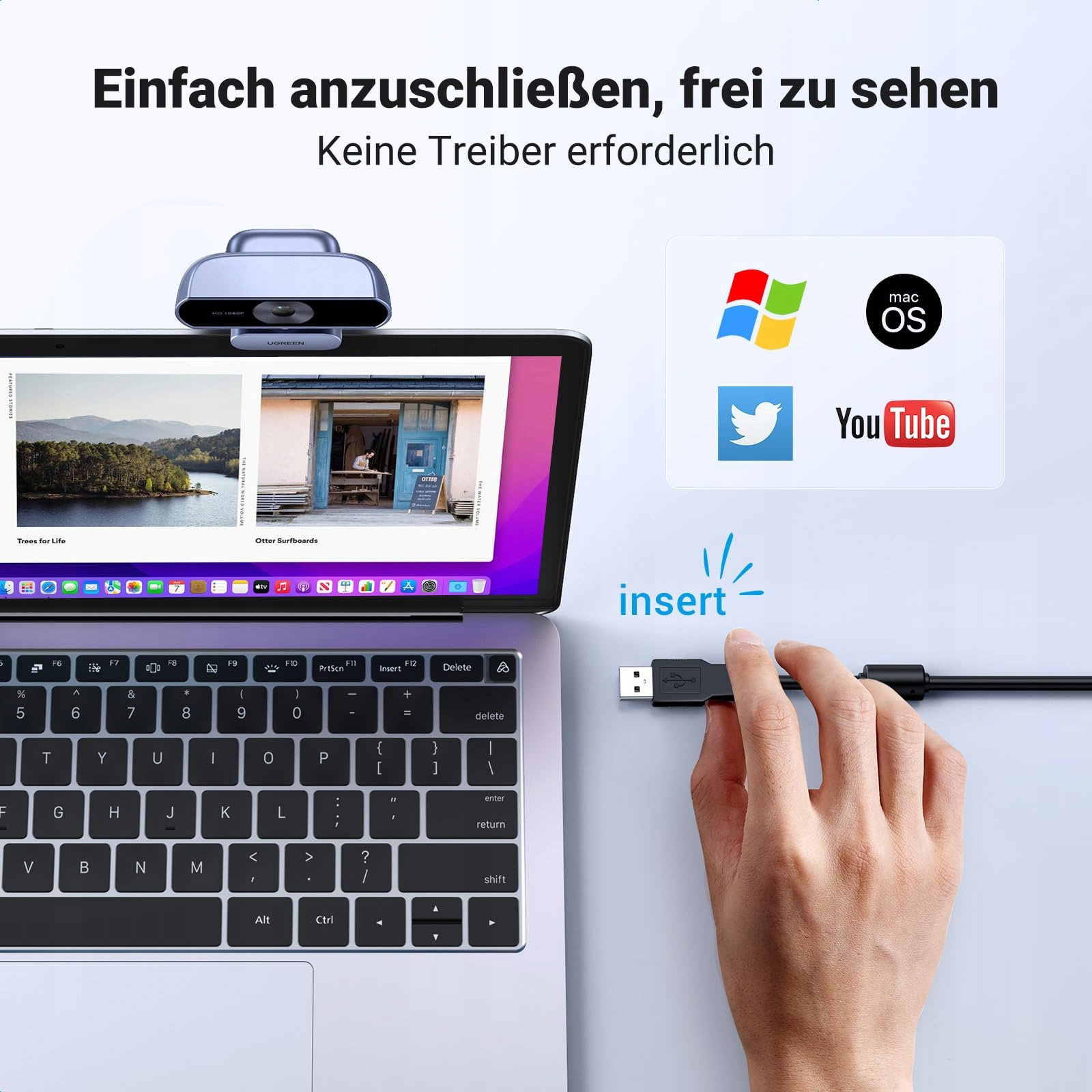 UGREEN Kamera Internetowa Full HD 1080P Mikrofon USB Streaming PC — miniatura 4