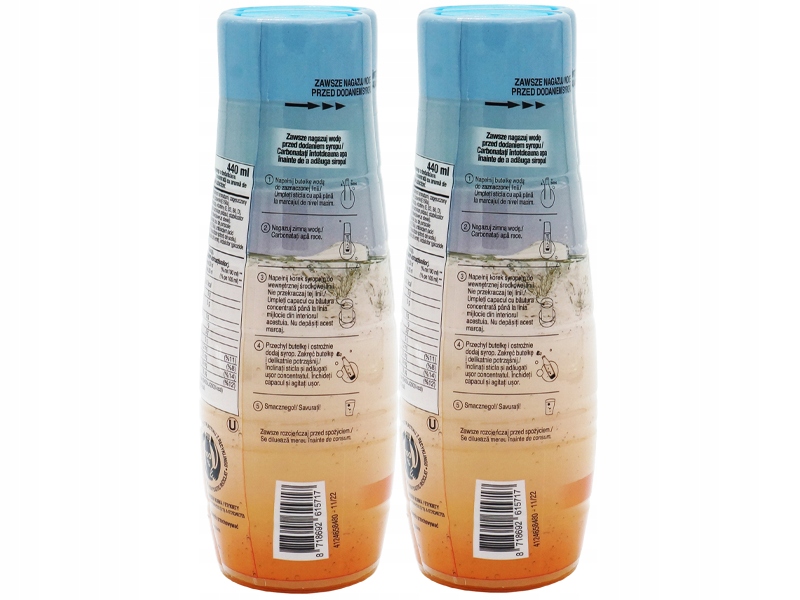 6x SYROP SODASTREAM KONCENTRAT POMARAŃCZA MANGO ZERO 9L NAPOJU z 440ml Pojemność 440 ml