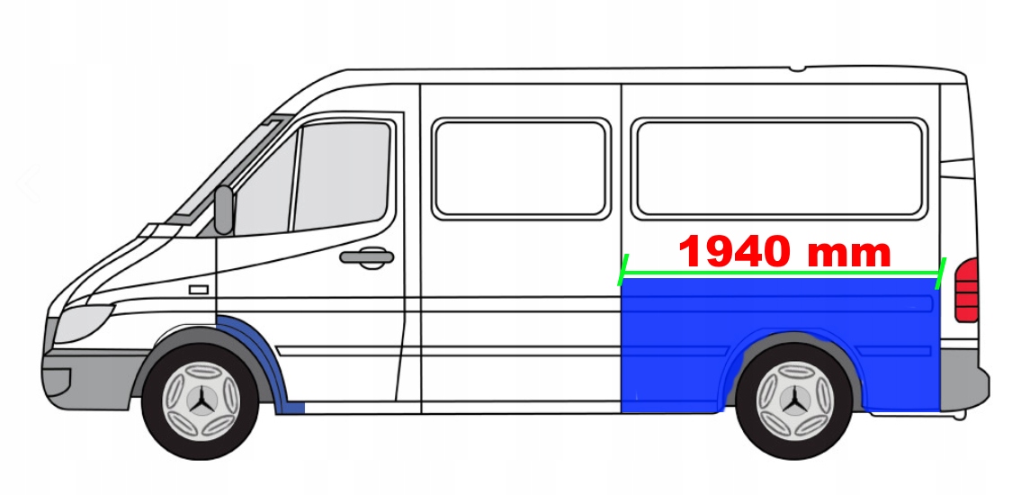 BLOTNIK TYL BOK LE SREDNI SPRINTER VW LT 95 194cm Part number 2566655