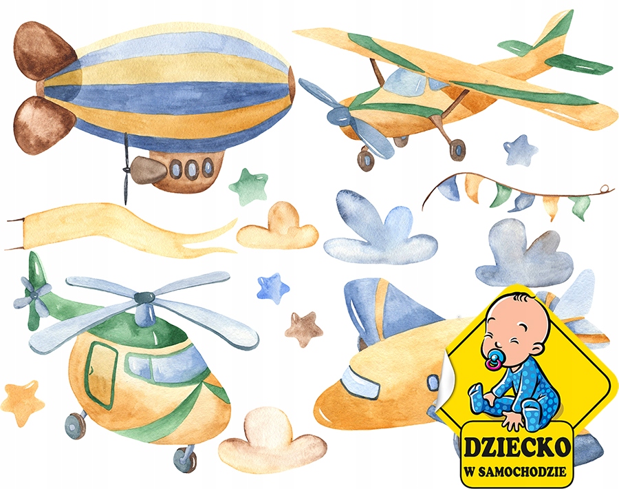 

XL Naklejka na ścianę Samoloty Helikopter 55x115