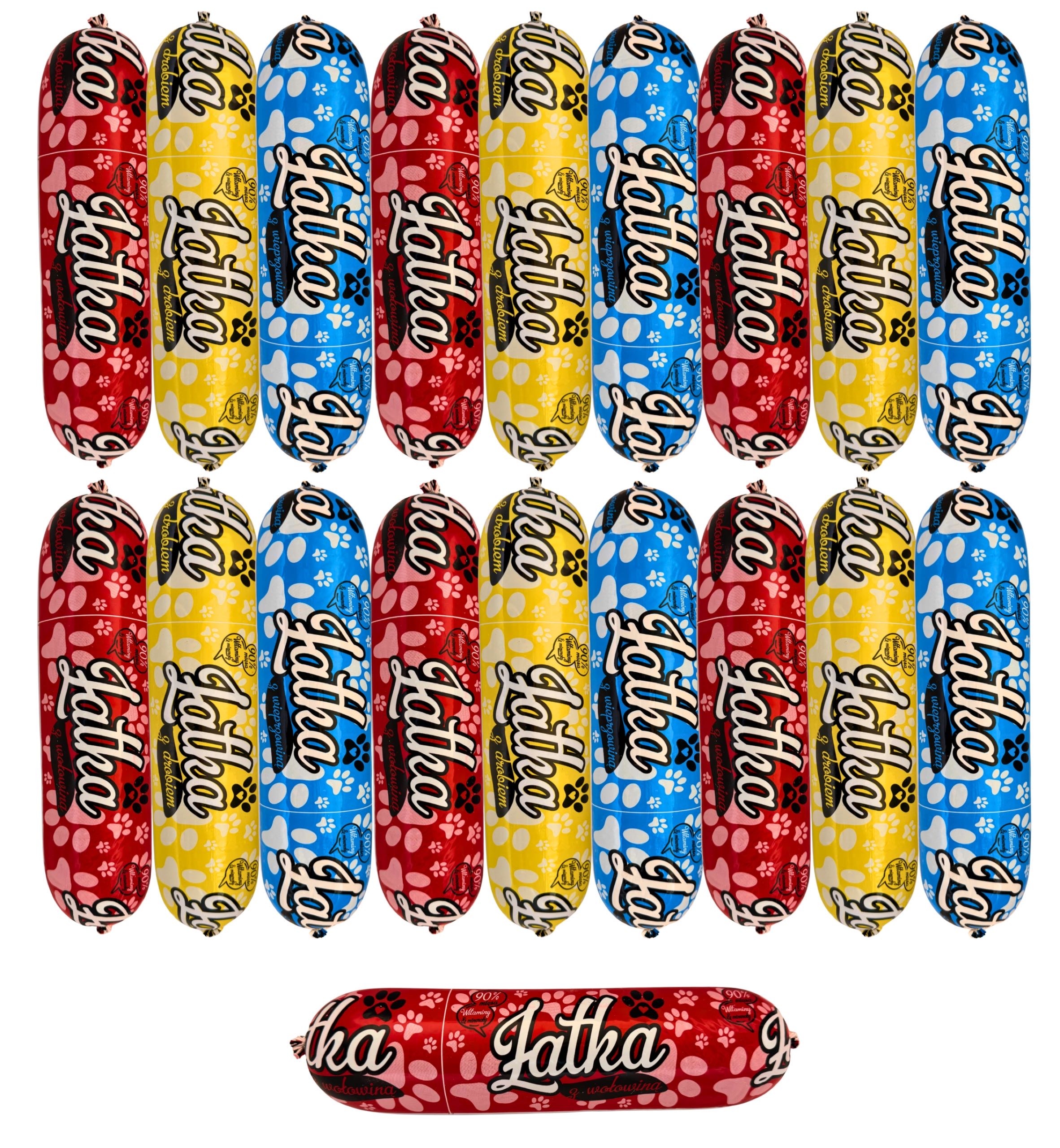 19ks x 1kg Krmivo mokré pro psa tyčinka mix chutí 90 % masa