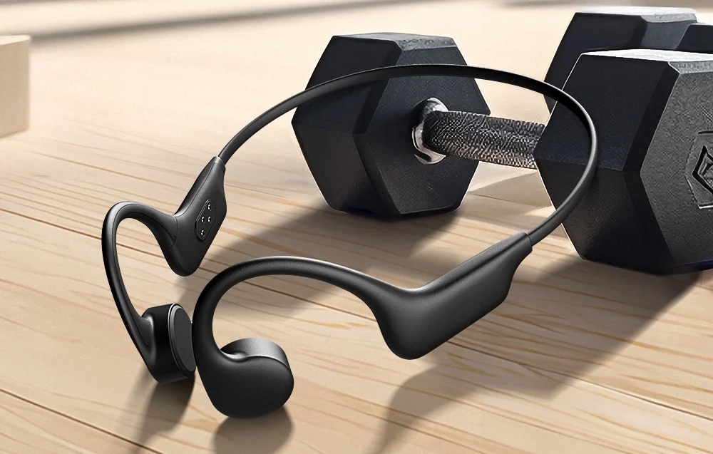 BLITZWOLF KOSTNE BEZPRZEWODOWE SŁUCHAWKI SPORTOWE Z PRZEWODNICTWEM KOSTNYM Kolor dominujący czarny