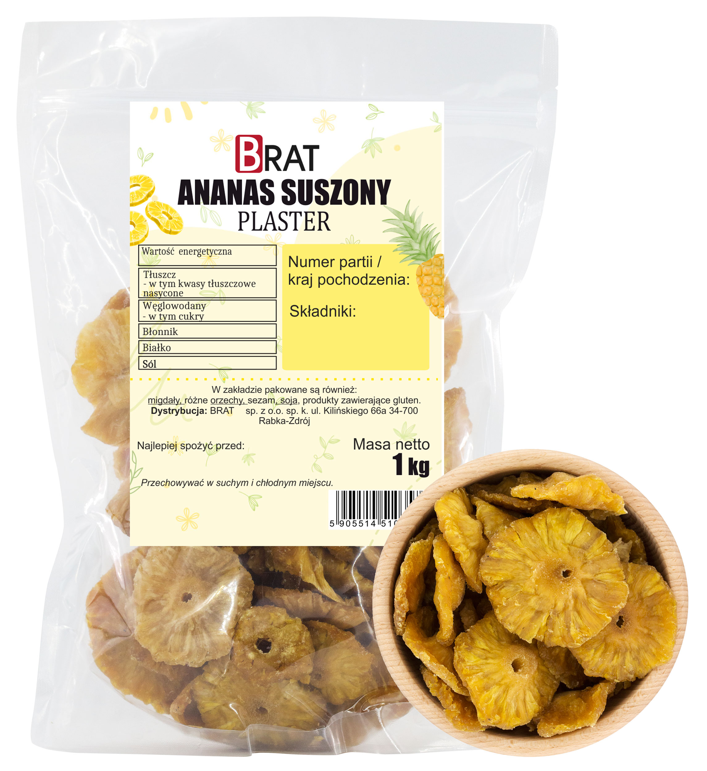 Ananas Sušená Náplast 1kg Přírodní svačinka