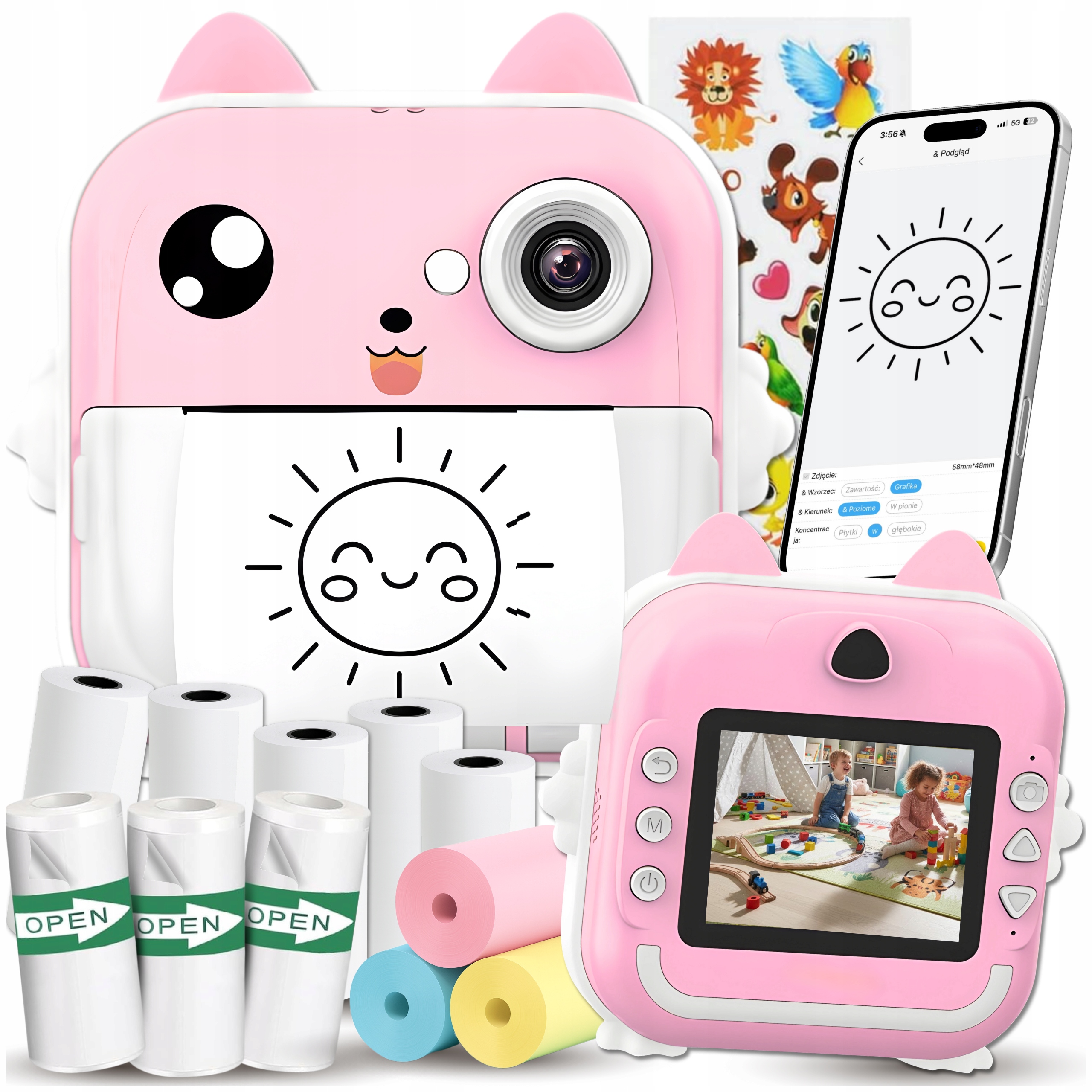 Instantní Fotoaparát Pro Děti Drukuś Mini Tiskárna 11 Rolek Samolepky