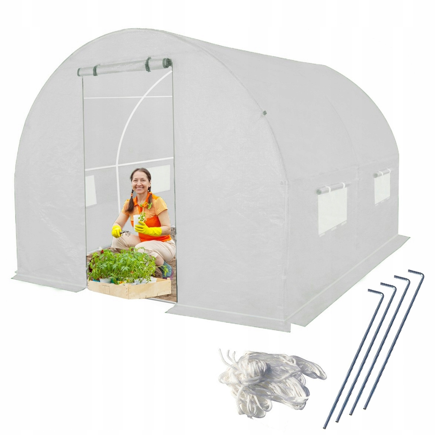Foliový tunel Skleník 2x2 m Premium s Pe sítí 4 m2 Bílé trubky 19 mm