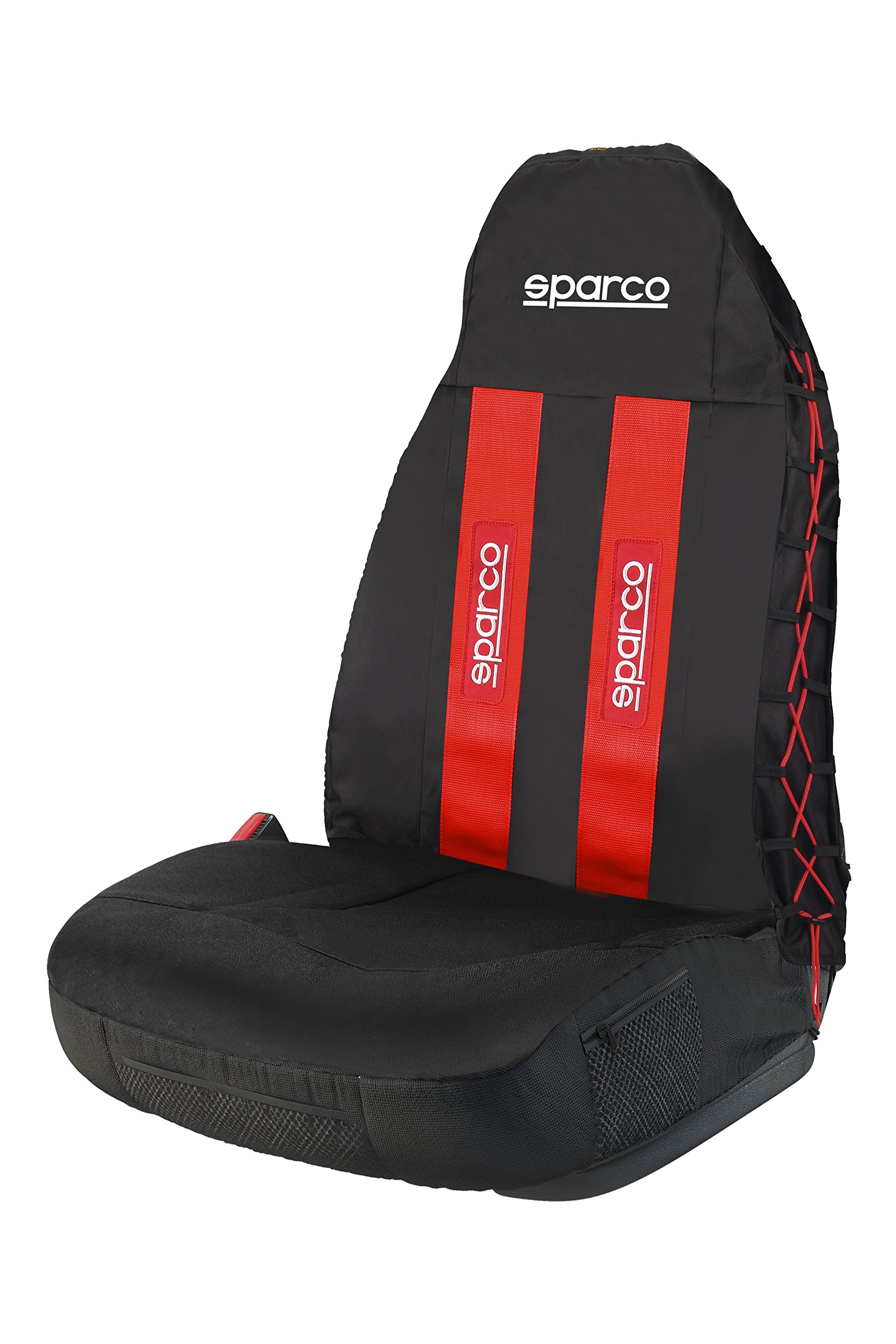 Sparco SPC1020RS samochodowy pokrowiec na fotel czerwona lamówka